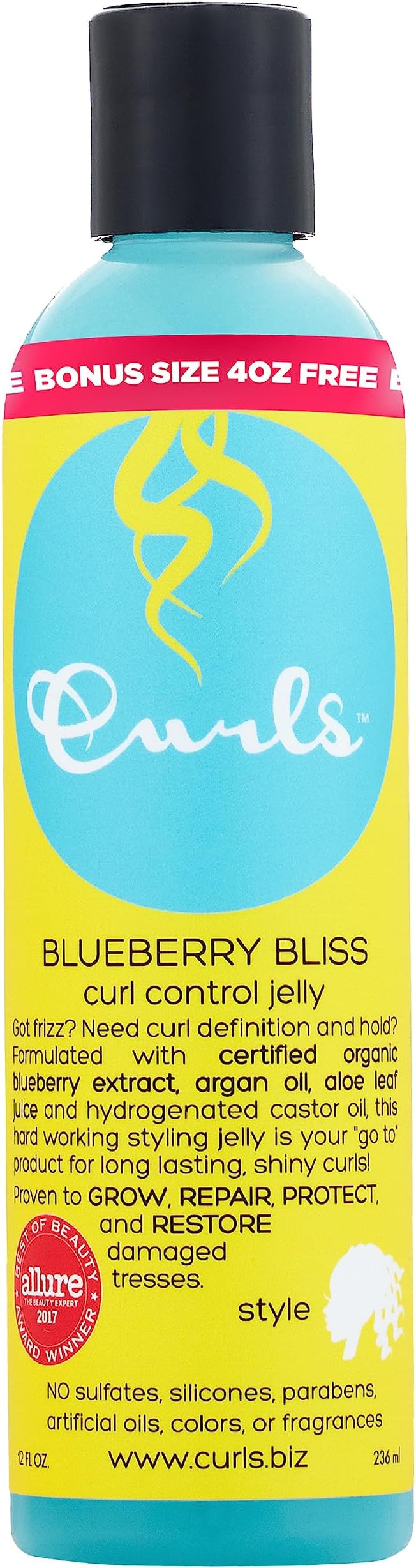 Curls Blueberry Bliss Control Jelly - 12 oz, Define & Defrizz, Wash and Go's, Twist Outs & Braid Outs, for Wavy, Curly, and Coily Hair Types