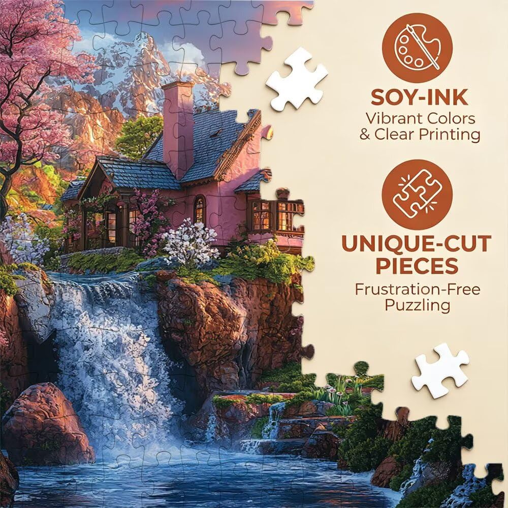 Puzzle 4000 sztuk, wodospad willa puzzle dla dorosłych 4000, drewniane puzzle, klasyczne gry edukacyjne, niemożliwe wyzwanie, rodzina gier, kreatywny prezent DX0YL1-759