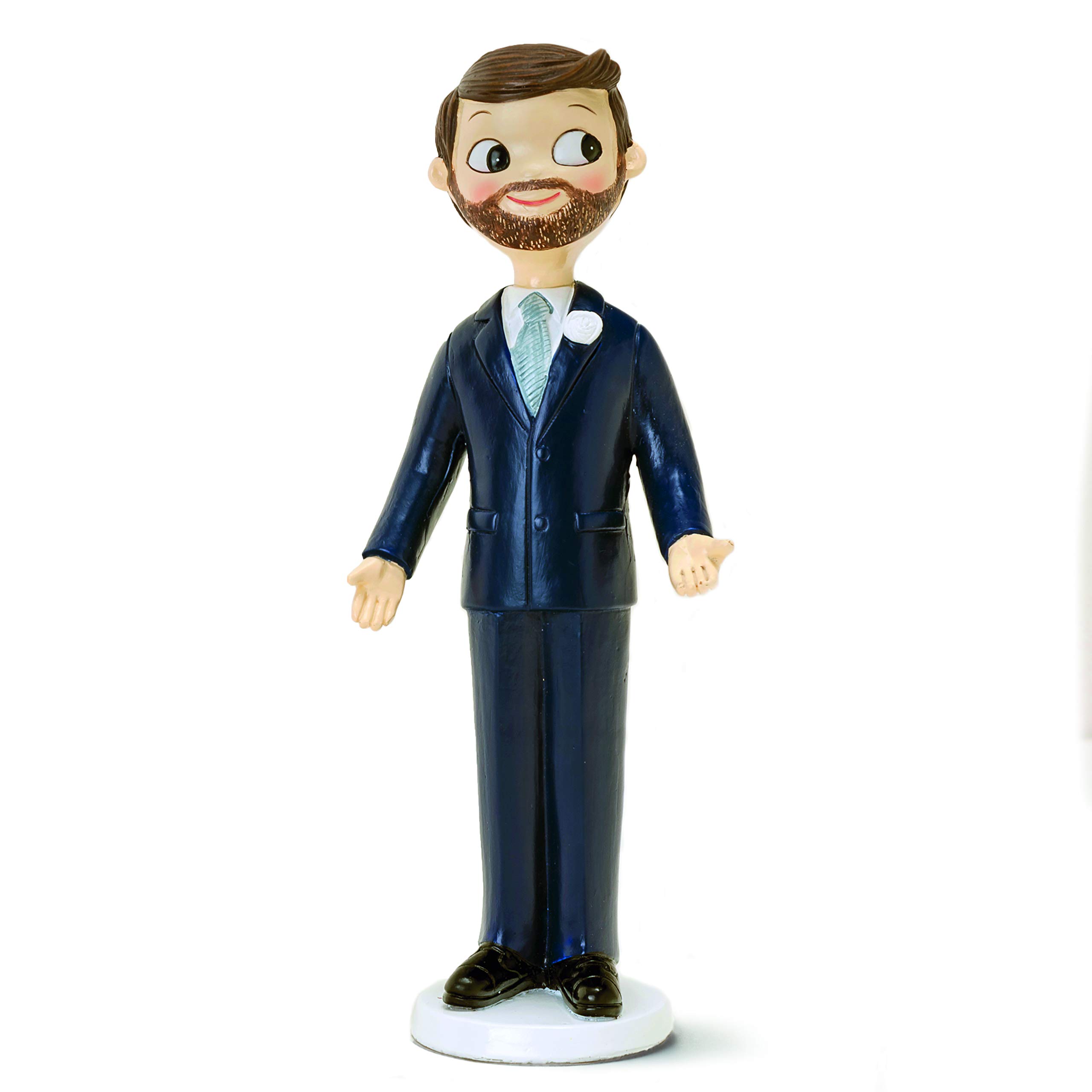 Mopec Cake Figure Groom with Beard, Polyresin, Blue, 21 cm