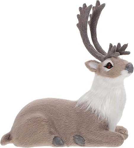 Miniatura 2 de MAGICLULU 1 figura de ciervo, escultura de reno de plástico, figuras de animales del bosque para decoraciones navideñas de vacaciones