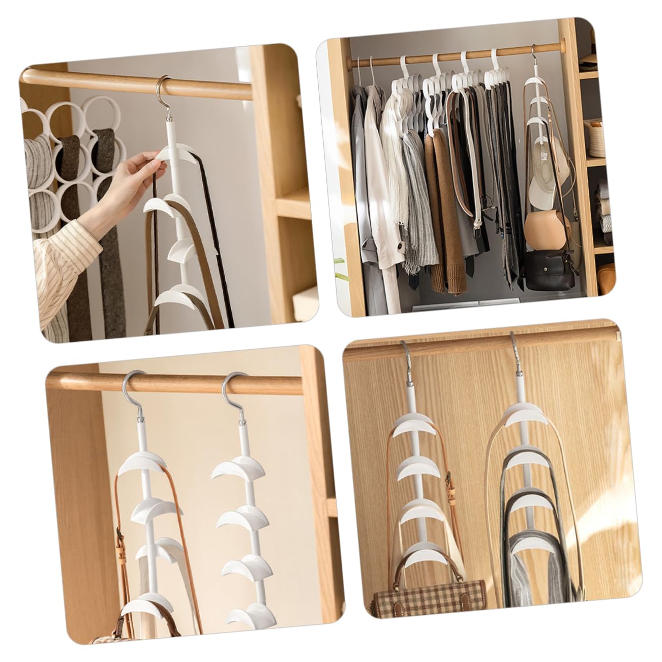 Cabilock 3 Piezas Organizador Colgante Multifuncional para Bolsos y Bufandas con Gancho de Grados para Almacenamiento Armario para Accesorios y Ropa