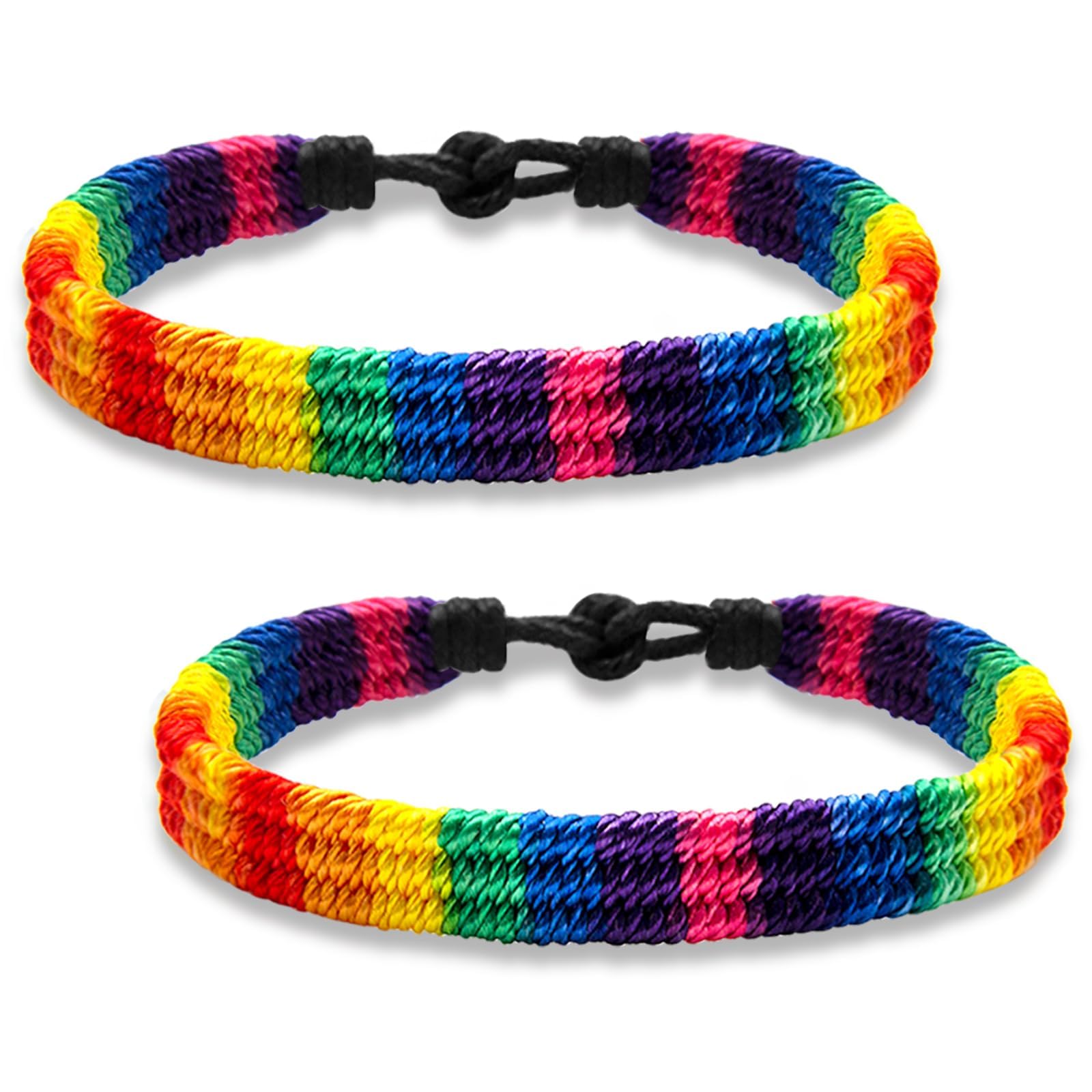 SKYFUN LGBT Pride Rainbow Bracelets for Couples Handmade Pride Friendship LGBTQ Bracelet for Women Men Braided Wristband Adjustable