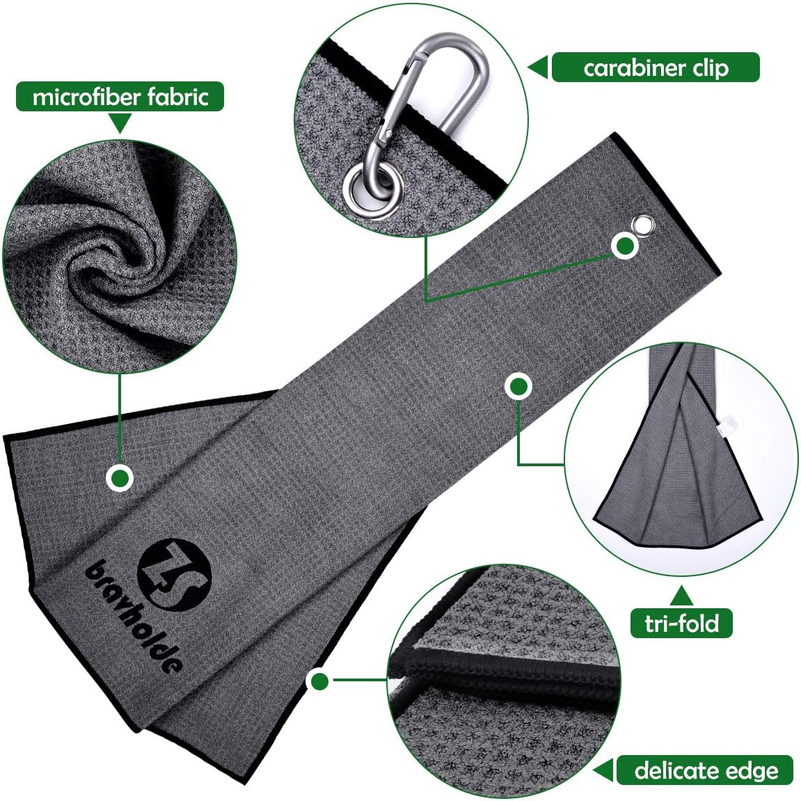 review Tri-fold Microfiber Golf Towel(2 Pack),16