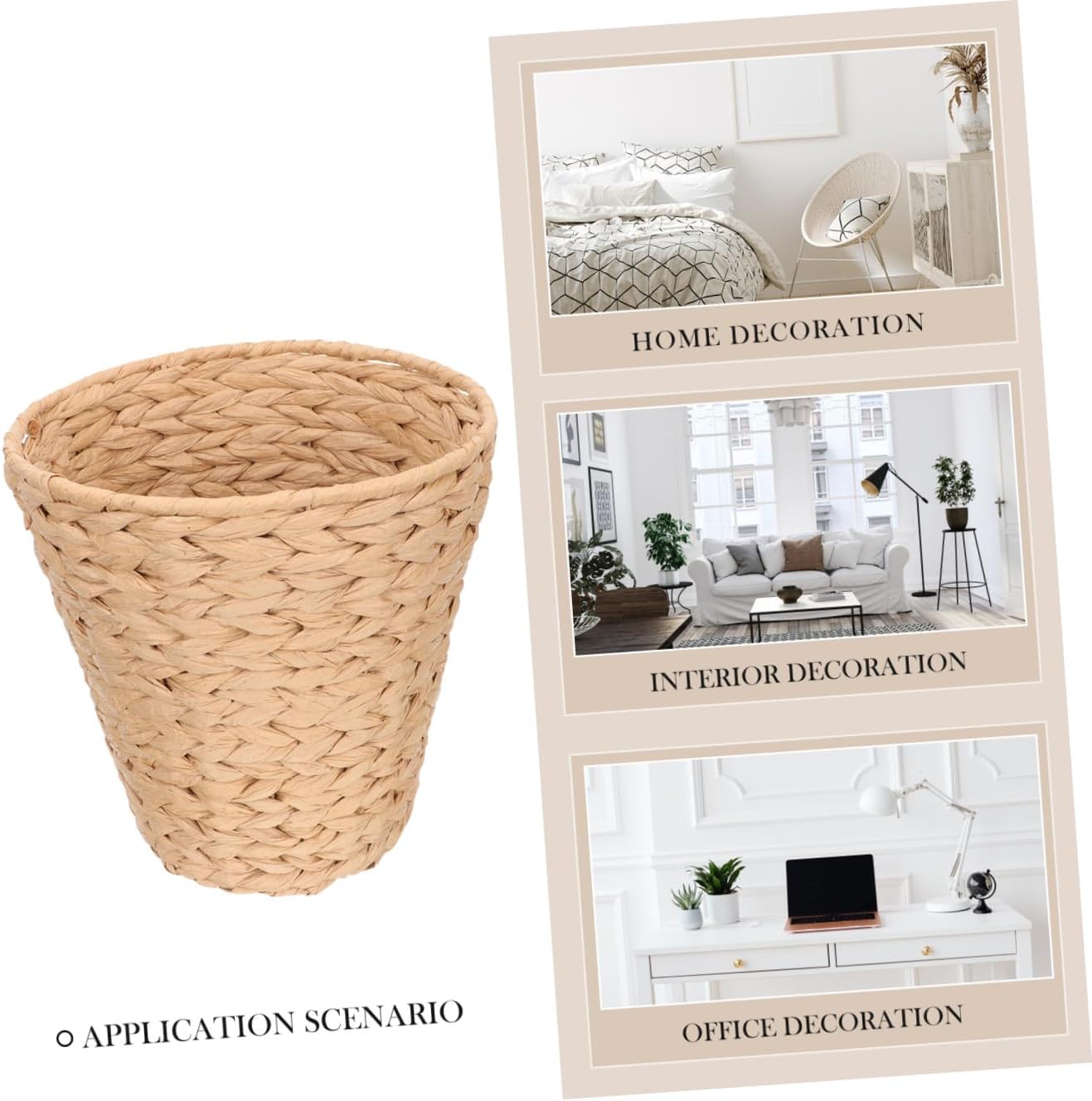 ARTIBETTER 0.78kg Woven Trash Can Rustic Rattan Storage Basket for Home Organization Lightweight and Sturdy Design for Bathroom Bedroom Kitchen and Office Use