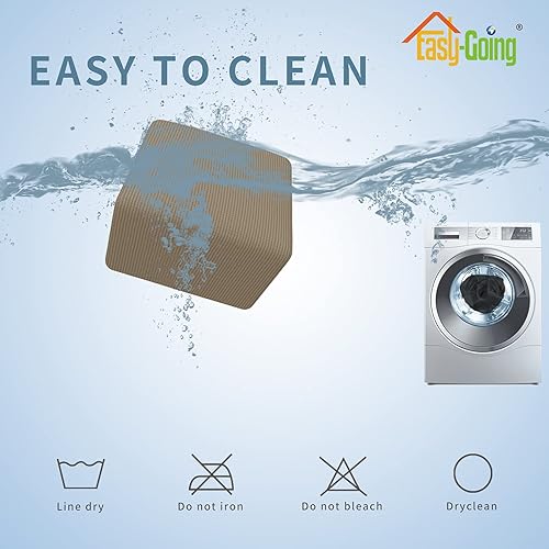 Vista 374 de Easy-Going - Funda elástica para taburete otomano, funda protectora para muebles, funda rectangular con parte inferior elástica Beige