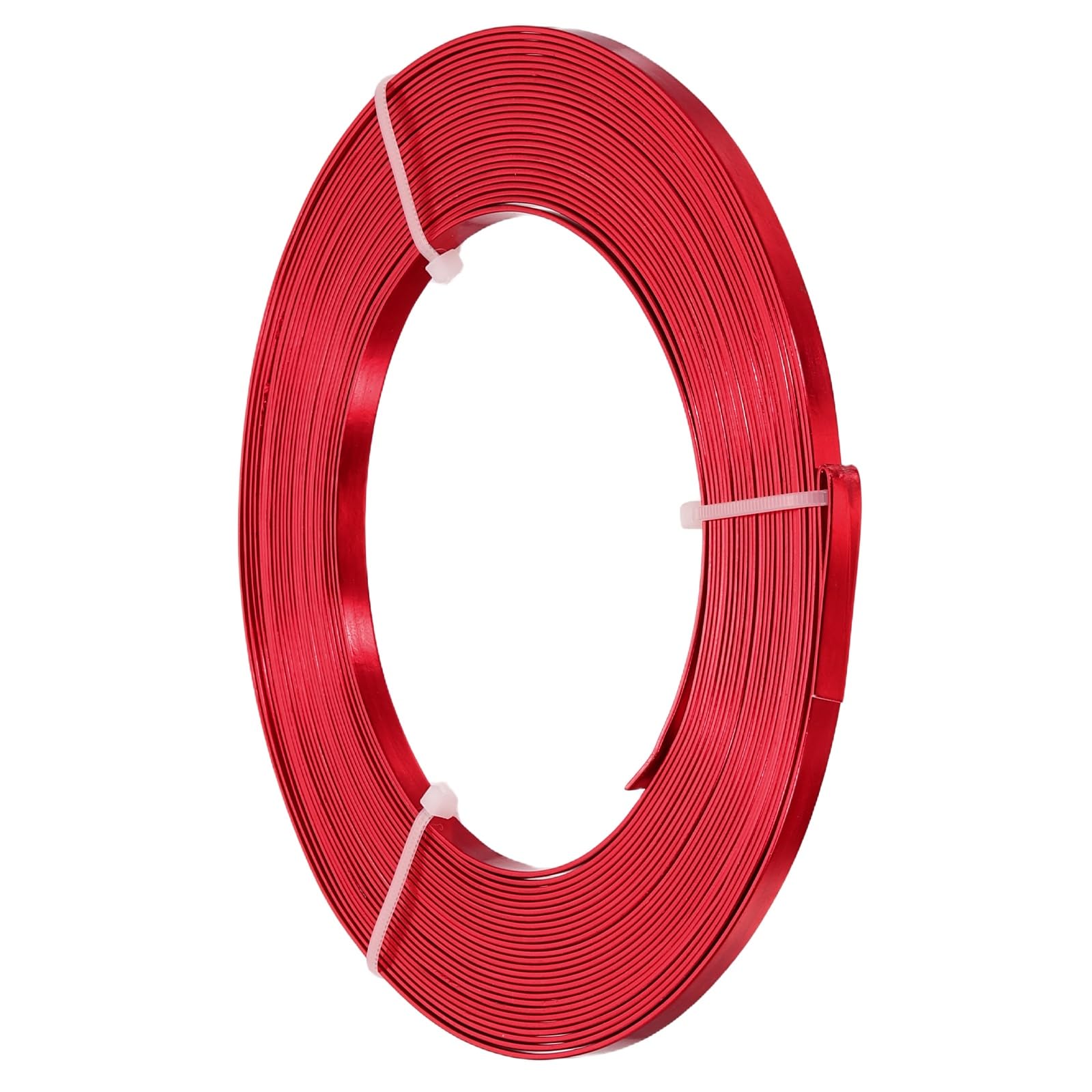 PATIKIL 18 AWG 5mm Wide Aluminum Flat Wire, 33Ft 1 Roll Bendable Anodized Aluminum Wire Wide Beading Craft for Jewelry Making Resin Bezel Frame Wrapping, Bright Red
