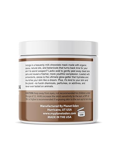 Miniatura 2 de Mascarilla facial de chocolate con leche orgánica y 15% ácido láctico con botánicos orgánicos para hidratar, desintoxicar y exfoliar, calidad de spa
