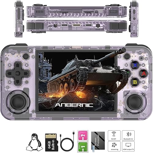 RG35XX H Consolas de juegos de mano retro rg35xxh Consola de juegos retro con batería de 3300 mAh 5500+ juegos 64G TF Card Linux Sistema Linux 3.5