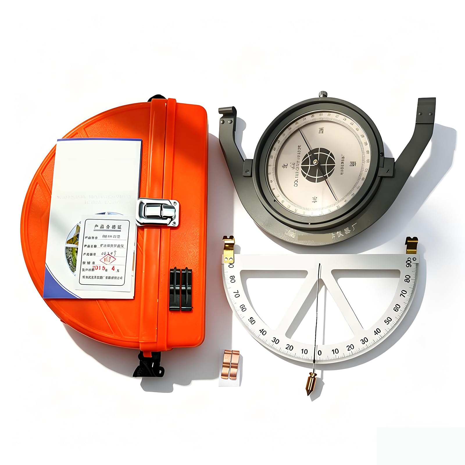 Kit de brújula de minería con medidor de pendiente y funda protectora, nivela automáticamente, escala transparente para operaciones de topografía