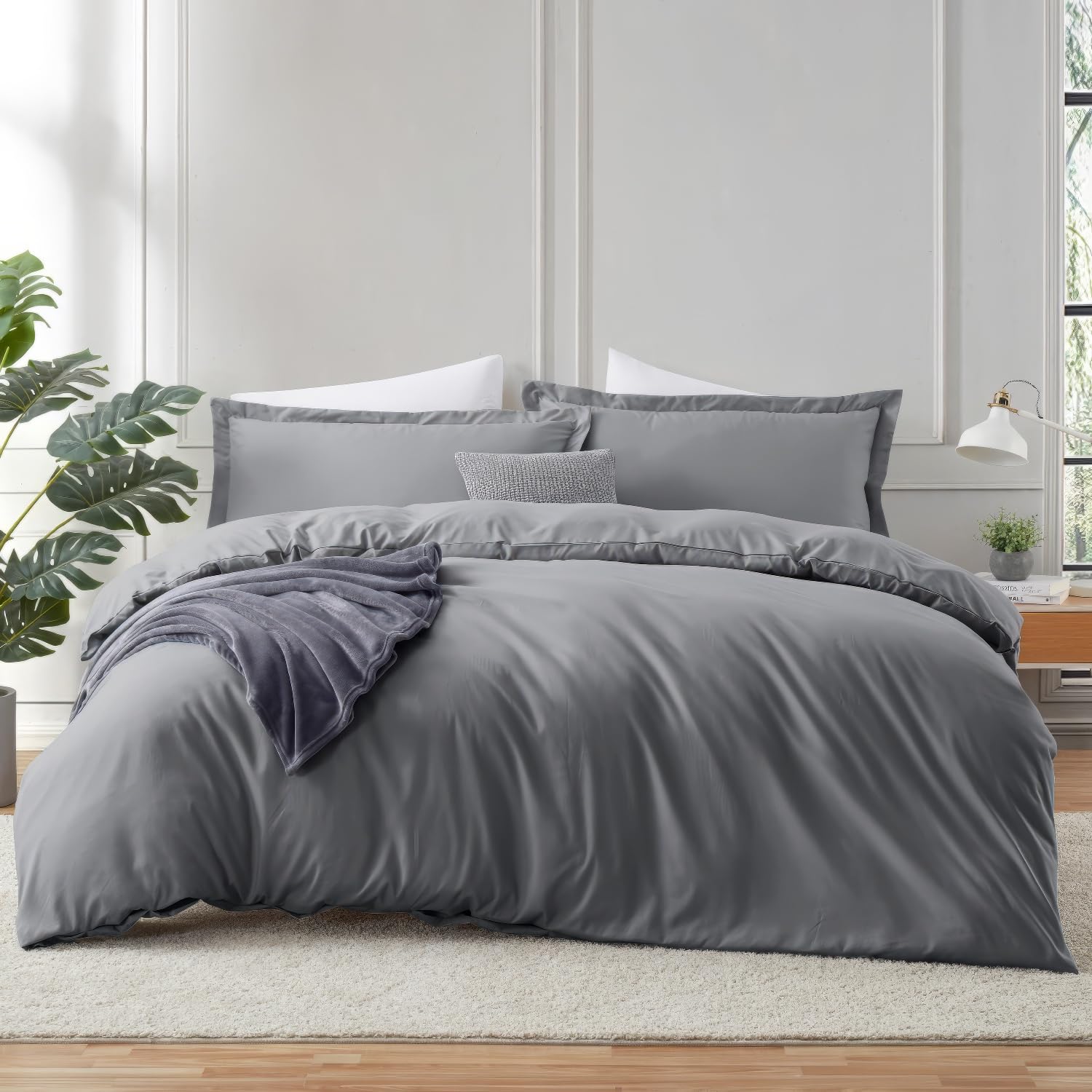 Amazon.com: Hearth & Harbor California King Duvet Cover Sets Grey - 3 ...