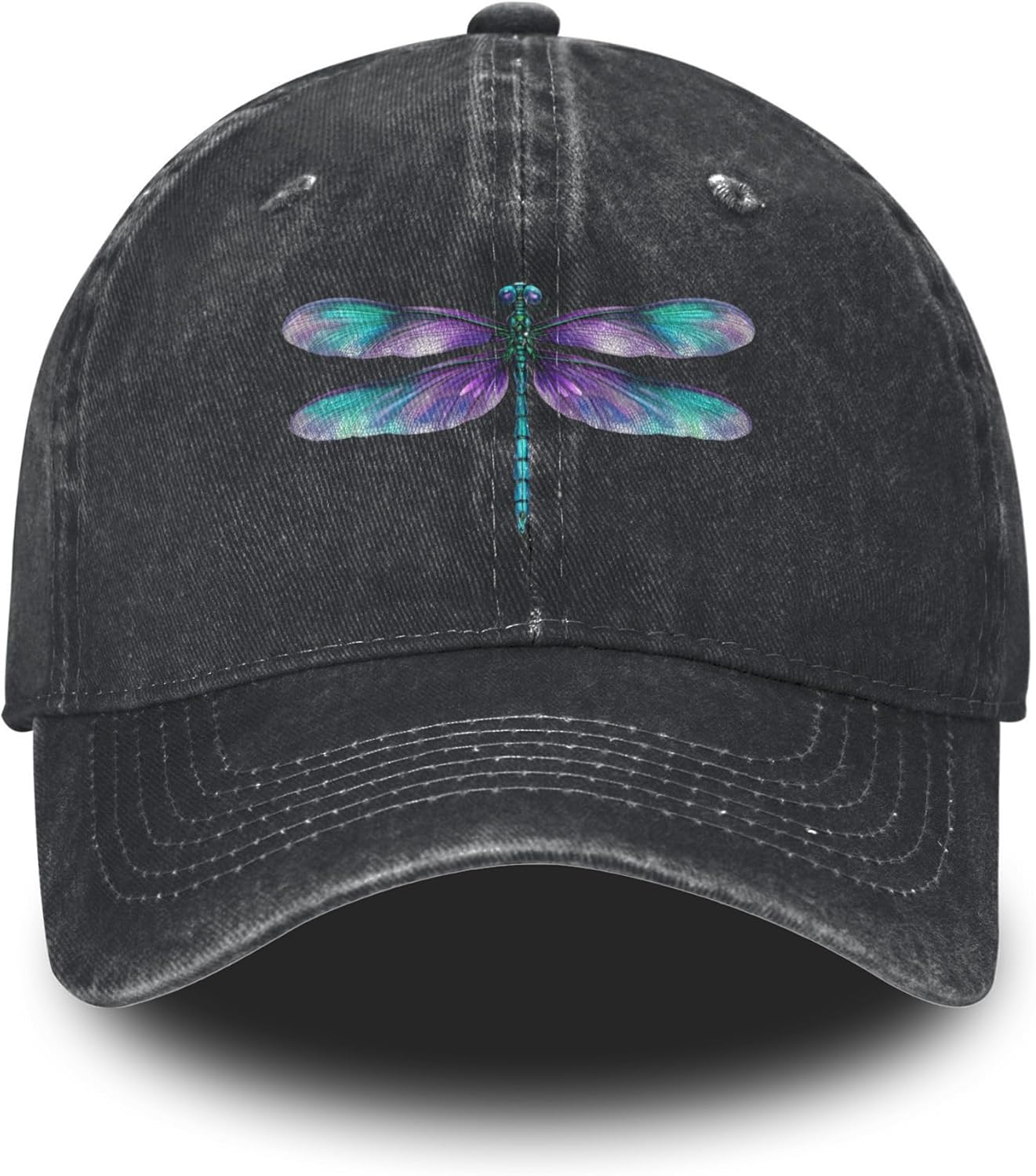 Printed Baseball Cap Adjustable Vintage Washed Distressed Denim Trucker Hat for Wom...