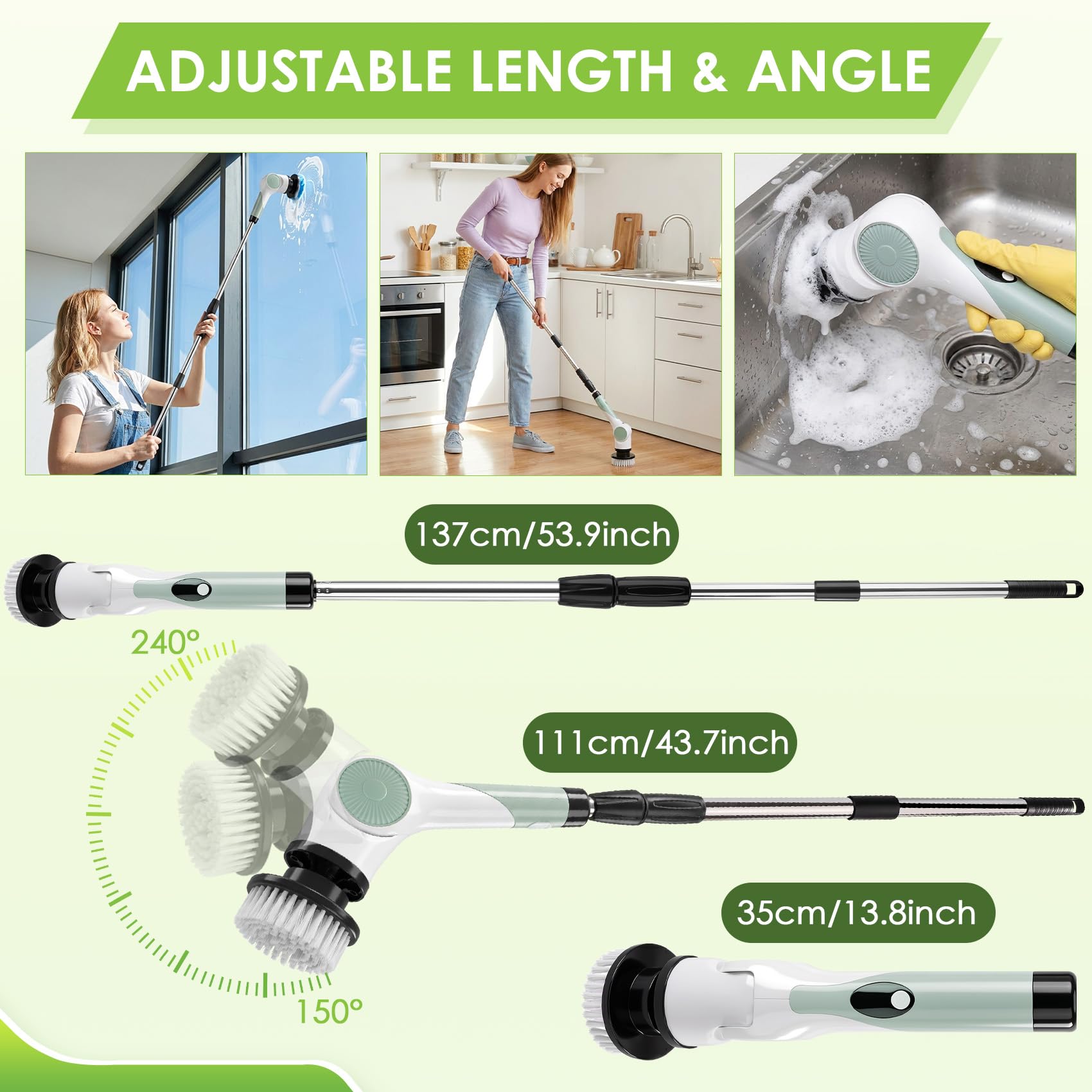 Cepillo Limpieza Electrico con 10 Cepillos Impermeable IPX7 3 Velocidades