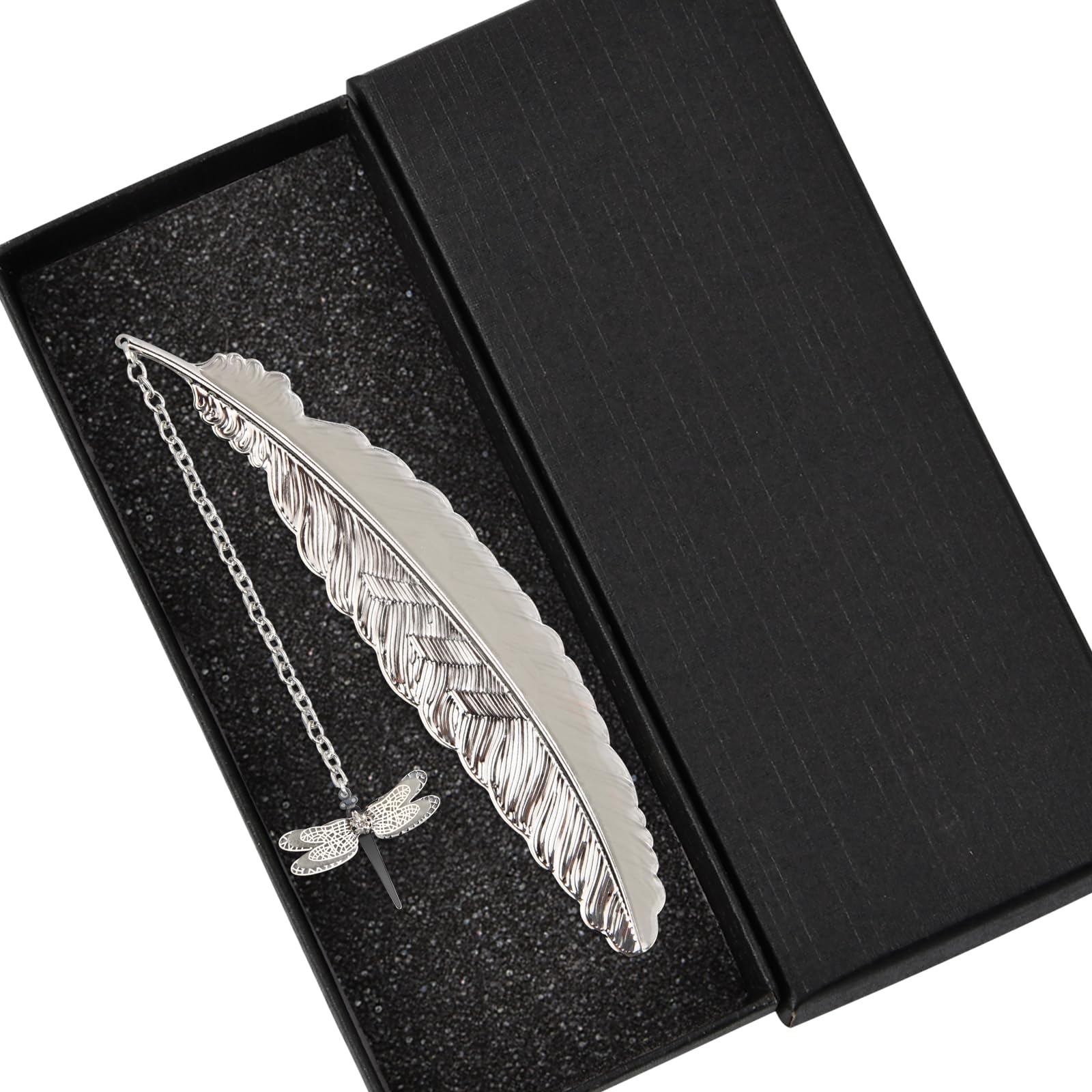 Muiltvoe Metal Bookmark, Luminous Bookmarks, Vintage Metal Feather Bookmark with 3D Butterfly/Dragonfly Pendant Glow in The Dark for Reader Book Lover Students Teachers Friends (Dragonfly)