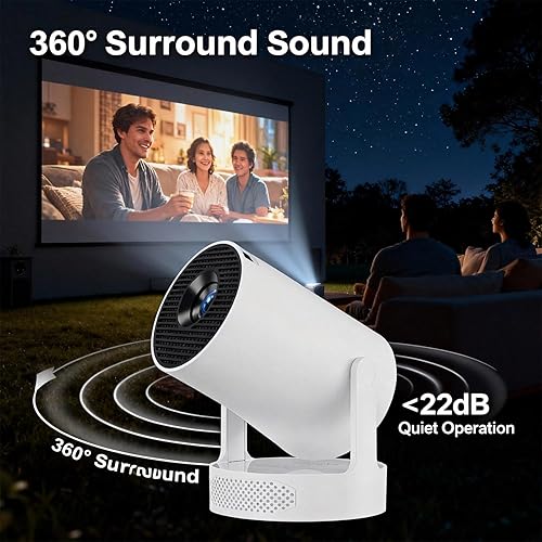 Miniatura 5 de Proyector de ventana de castillo, mini proyector inteligente de 210° con pantalla extragrande, ajustable de 210°, con WiFi y Bluetooth, 8000 lúmenes
