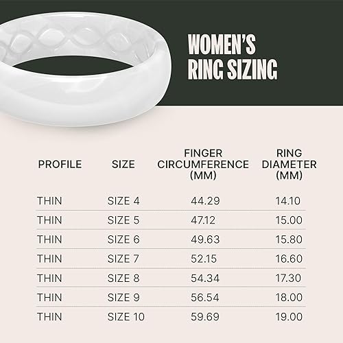 Miniatura 6 de Groove Life Anillo de silicona fina y sólida, anillos de boda de goma transpirable para mujeres, cobertura de por vida, diseño único, anillo de