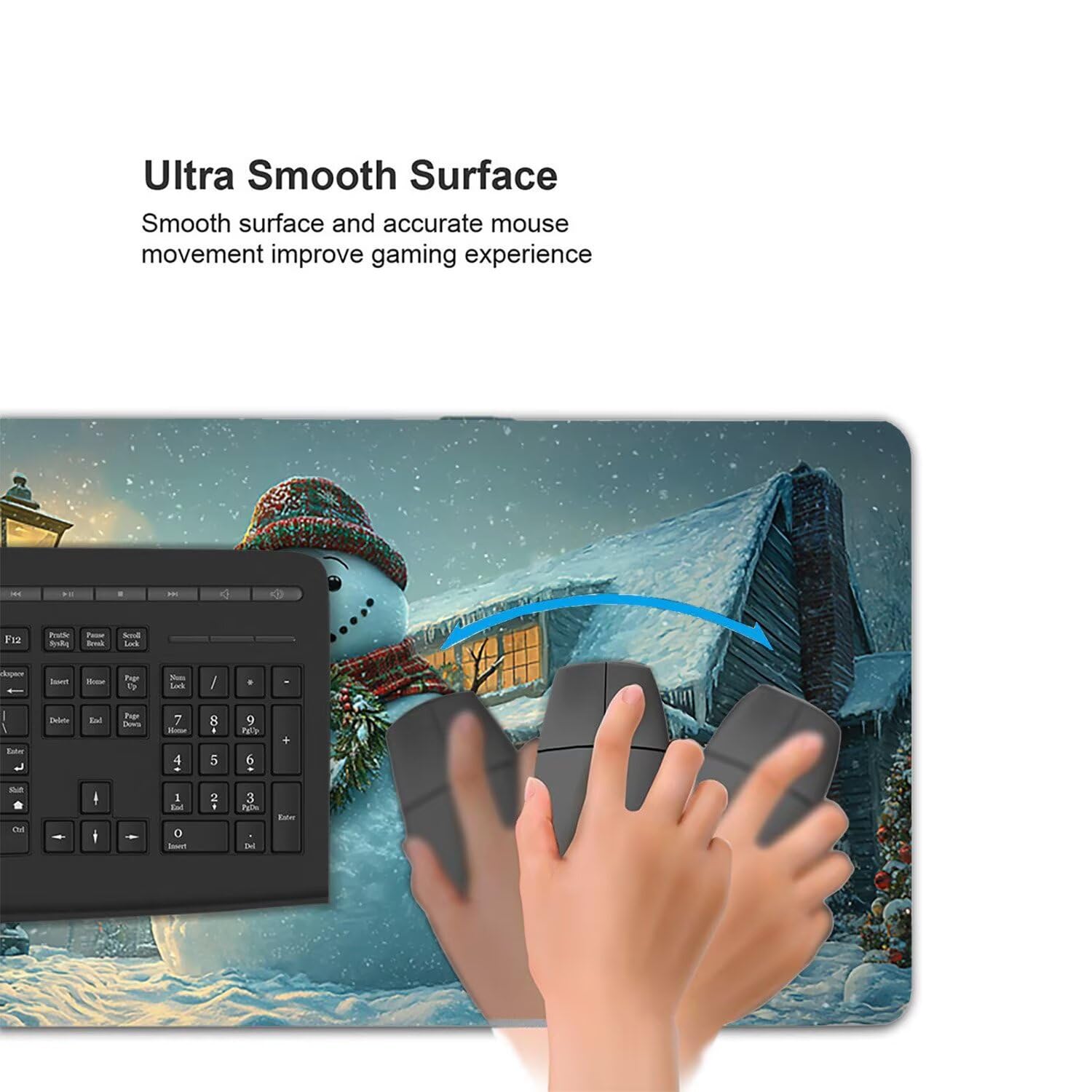 Podkładka pod mysz do gier XXL Mousepad 1000 x 500 mm, duża podkładka pod biurko z antypoślizgową gumową podstawą dla graczy, poprawia precyzję i szybkość (bałwan) X-931