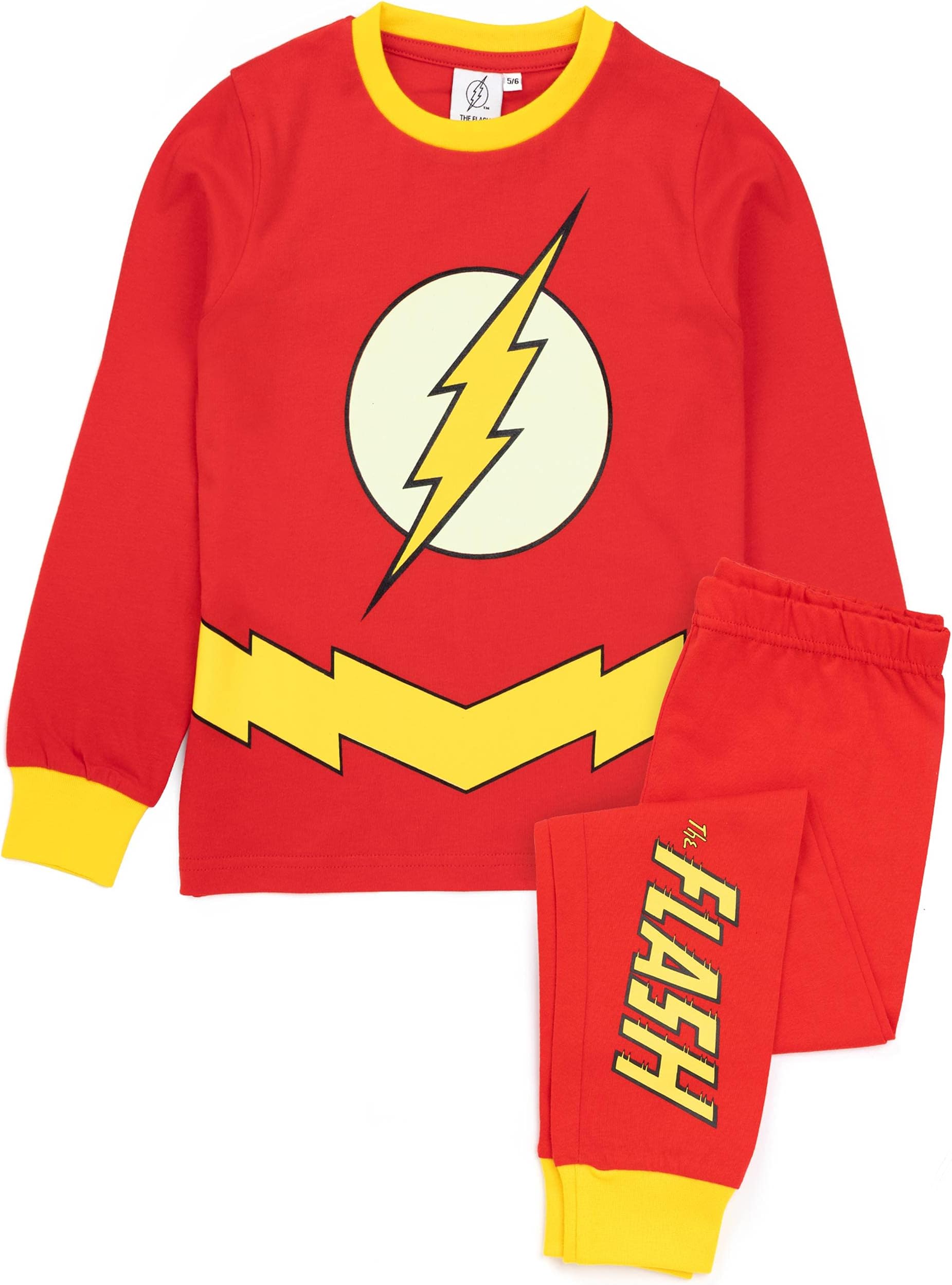 DC Comics The Flash Pyjamas Boys Kids Glow In The Dark Costume Pjs