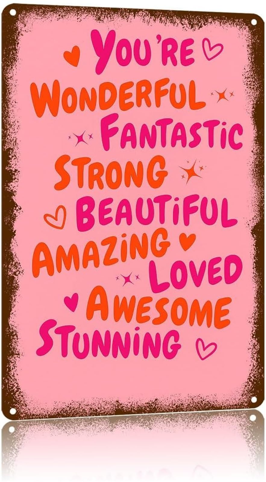 NWPNLXEA Vintage Encouragement Sign You Are Amazing and Orange Metal Tin Plaque for Room 8 X 12 in