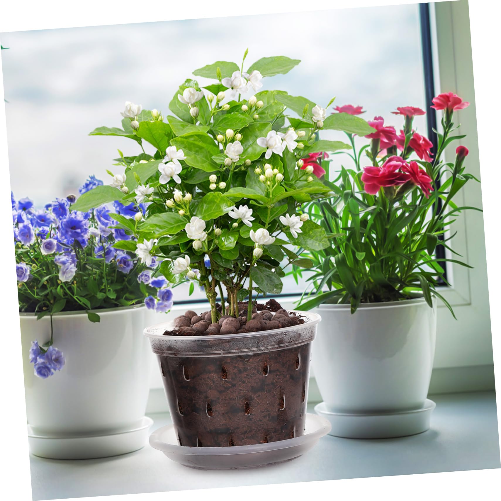 UPKOCH 5 Sätze Orchideentöpfe Mit Untersetzer Transparente Pflanztöpfe Kunststoff Mit Drainagelöchern Für Gesunde Wurzeln Für Garten Und Pflanzenpflege 3 Stück * 5