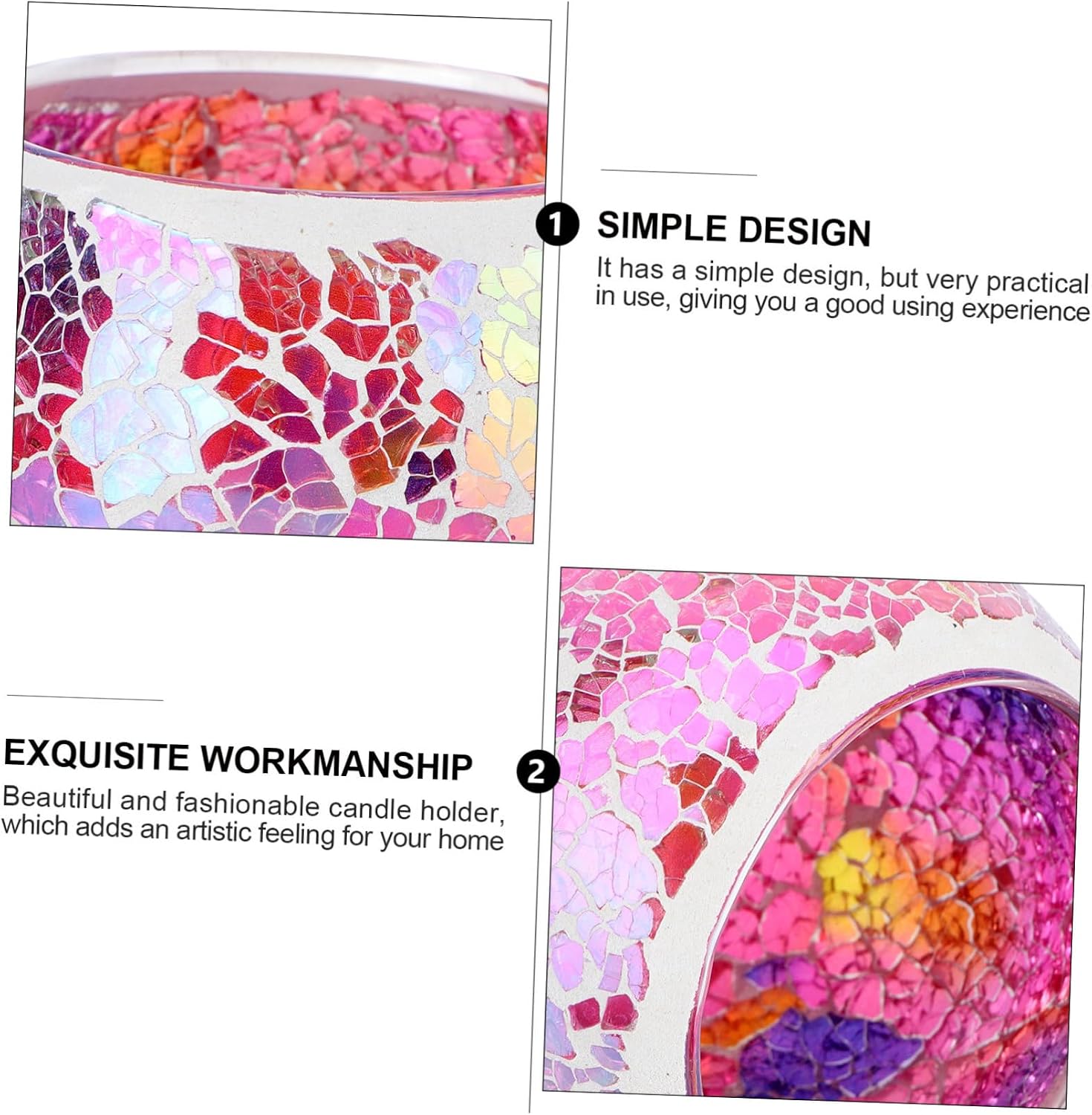 Stylish Mosaic Glass Candle Holder Decorative Candleholder for Home Decor Multi Purpose Storage Container for Living Room Bedroom