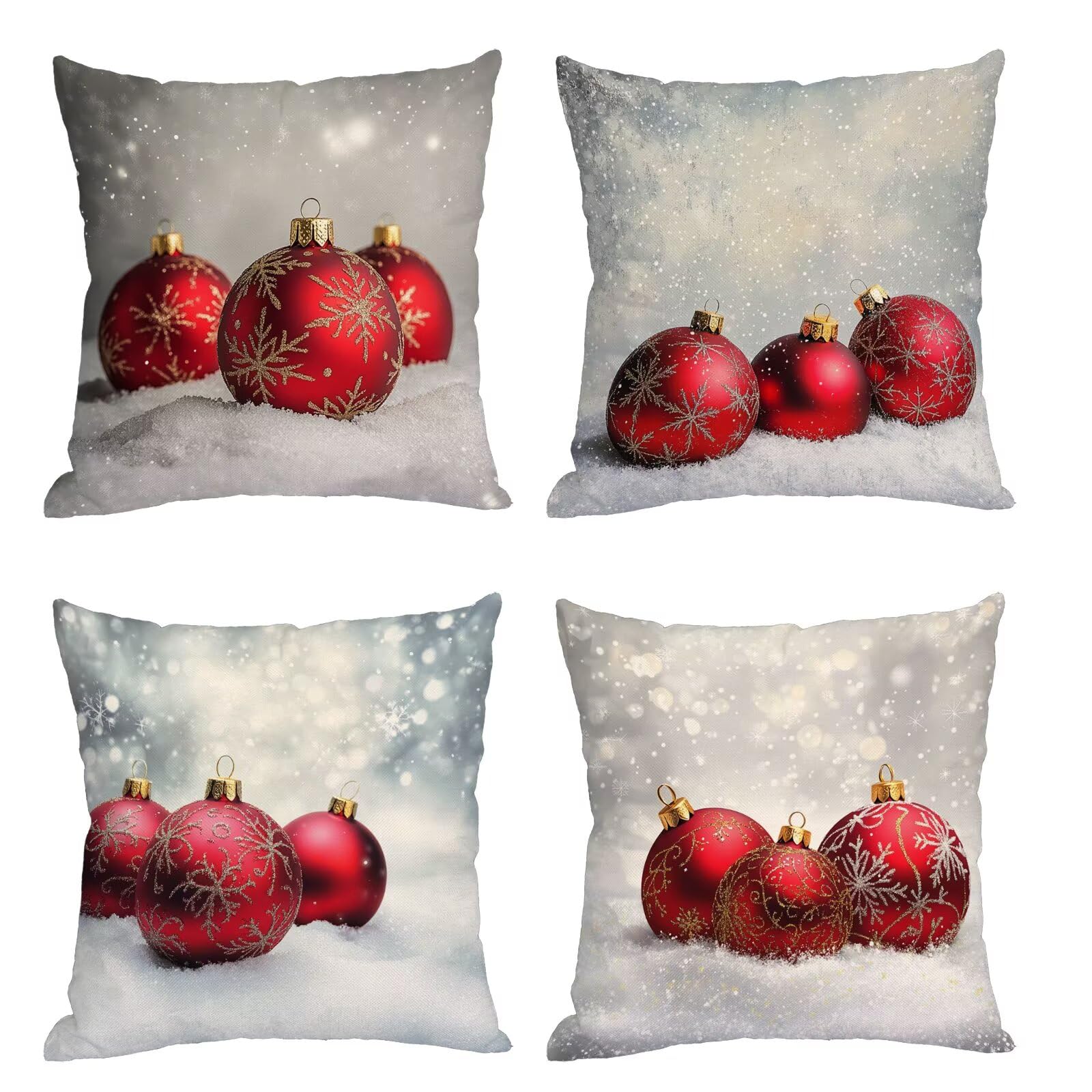 Coussin extérieur imperméable 35x35 lot de 4 housses rouges avec zip invisible
