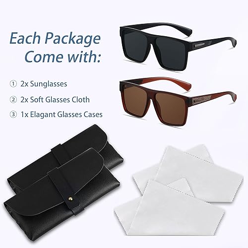 Miniatura 4 de ANDWOOD Gafas de sol polarizadas cuadradas para hombres y mujeres, protección UV, de gran tamaño, parte superior plana, grandes sombras a la moda,