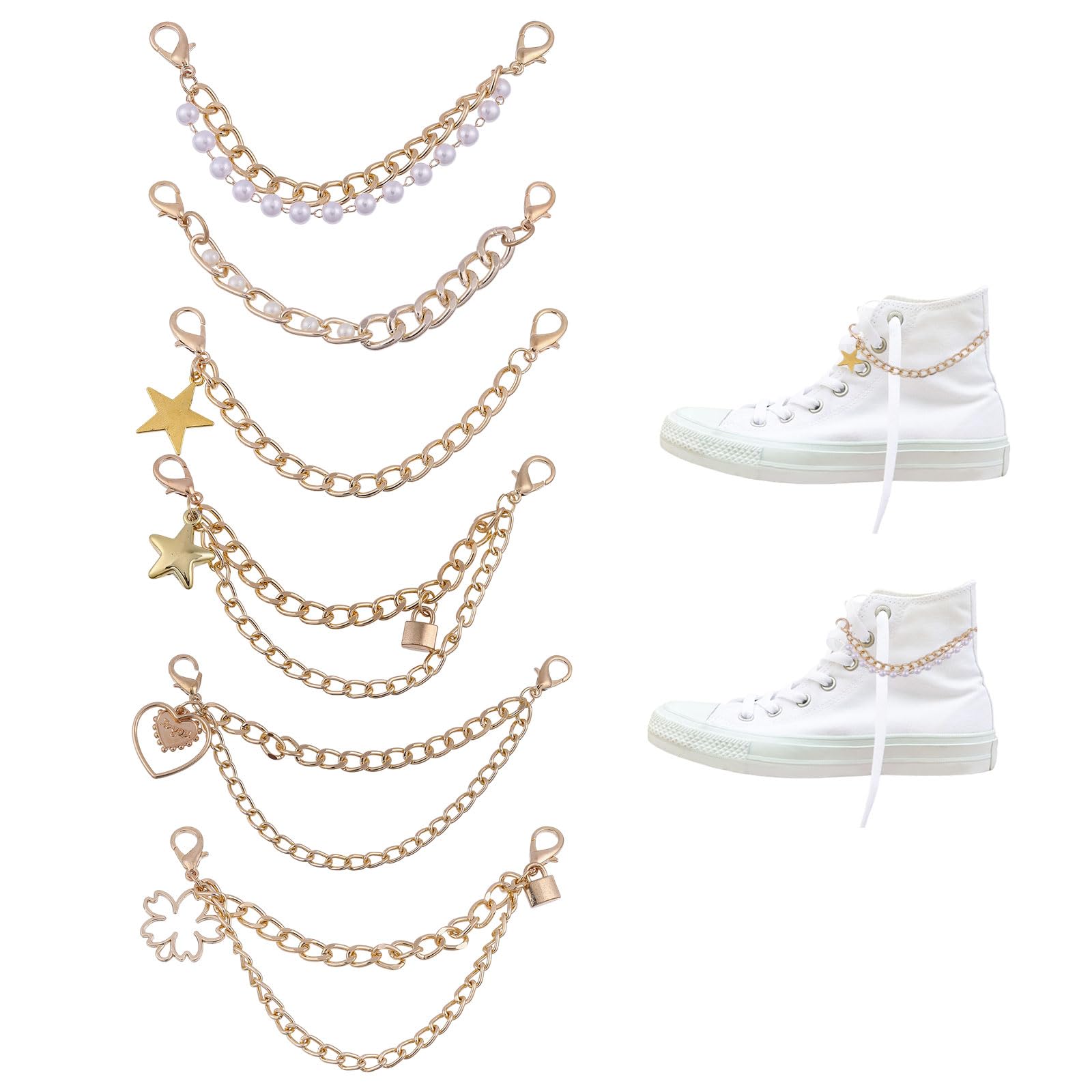 Bijoux de chaussures à chaîne strass et clips breloques pour baskets à lacets - 8