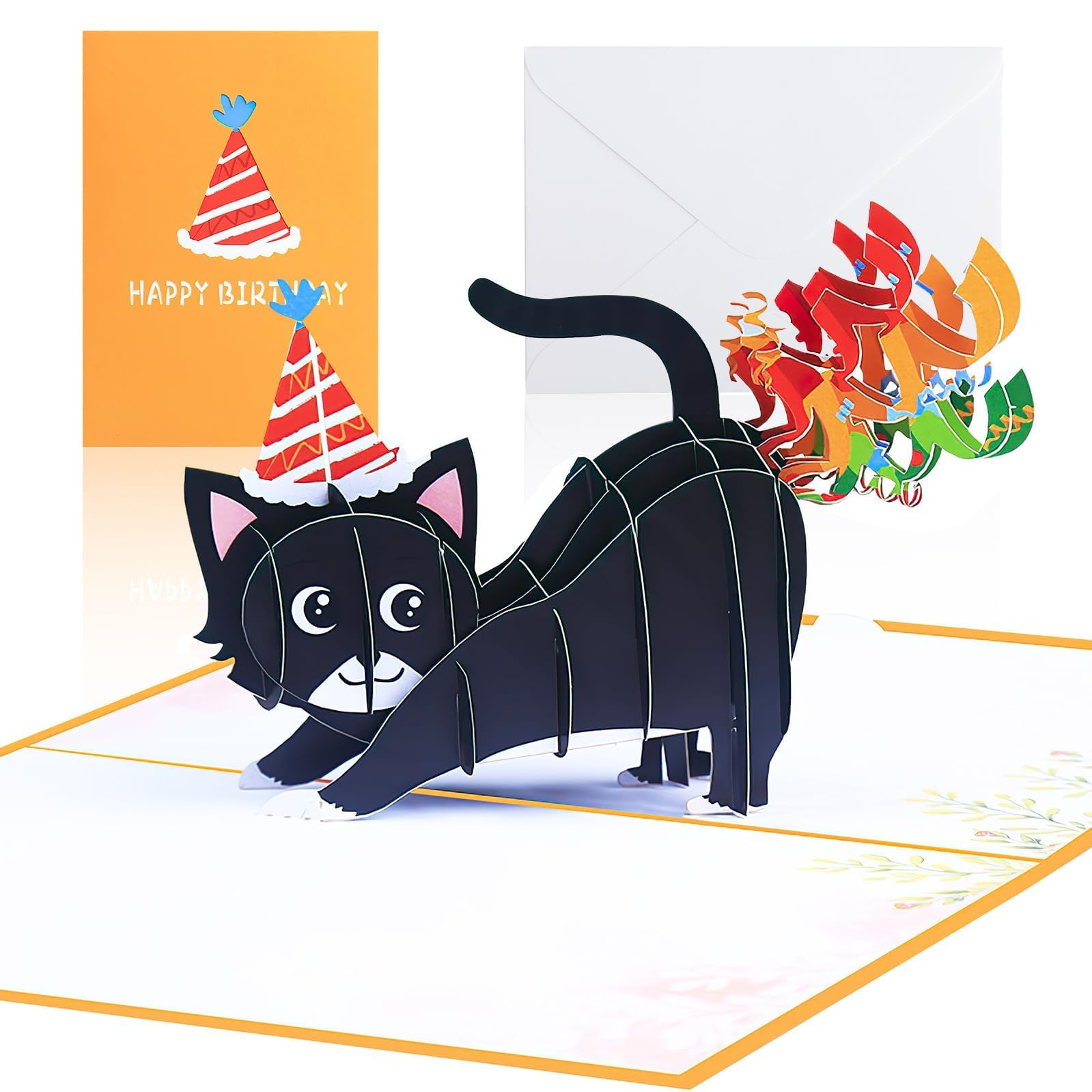 Cat Pop Up Birthday Card, Funny 3D Birthday Cards for Adults and Kids with Envelopes, Handmade Gifts for Cat Mom, Dad, Friend and Every Lover