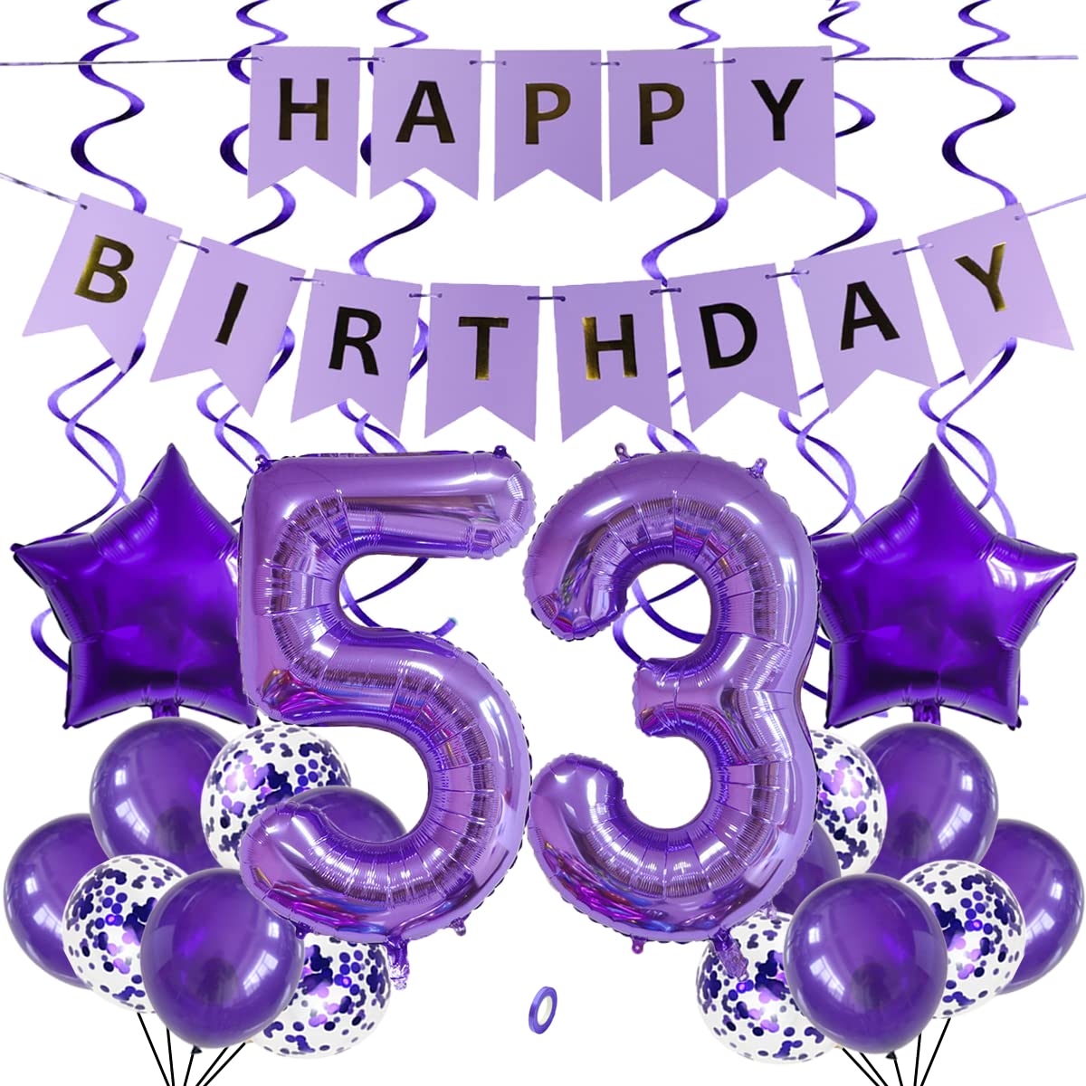 SNOWZAN Balloons 53rd Birthday Decoration Purple 32 Inch Giant Number Balloons, Latex Foil Balloons, Pack of 25