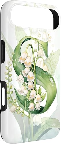 Vista 74 de Funda para iPhone 12/12 Pro Lovely Lily of The Valley Letra S May Birthday Case