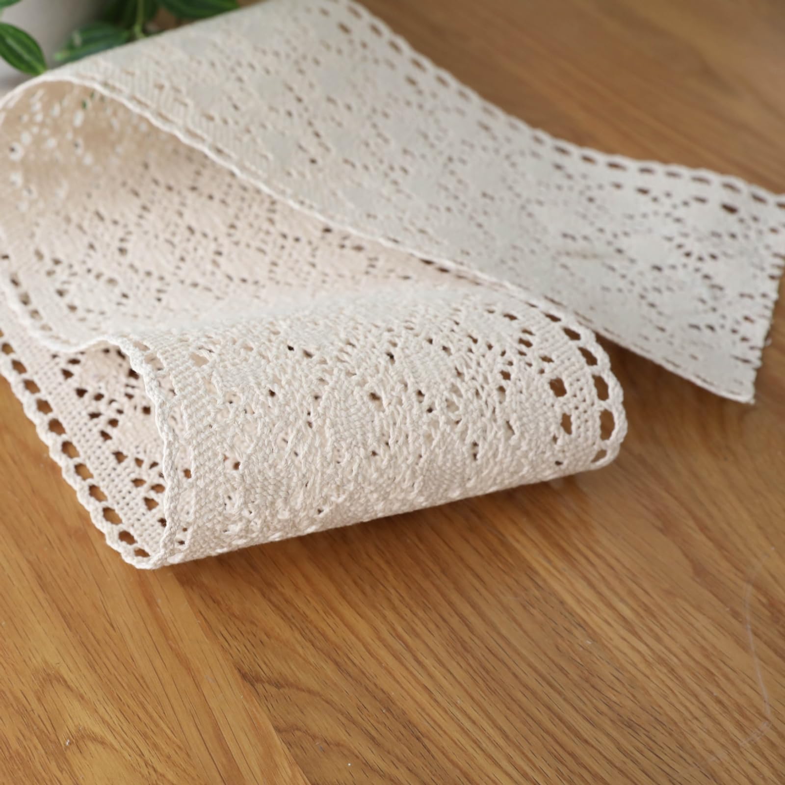 Beige Tischläufer Polyester Baumwolle, Makramee Boho Tischläufer Esstisch Abwaschbar Tischband Einfache Einfarbig Hohl Gewebter Tischdecke für Küche Esszimmer Dekor, 15x280 cm, Beige