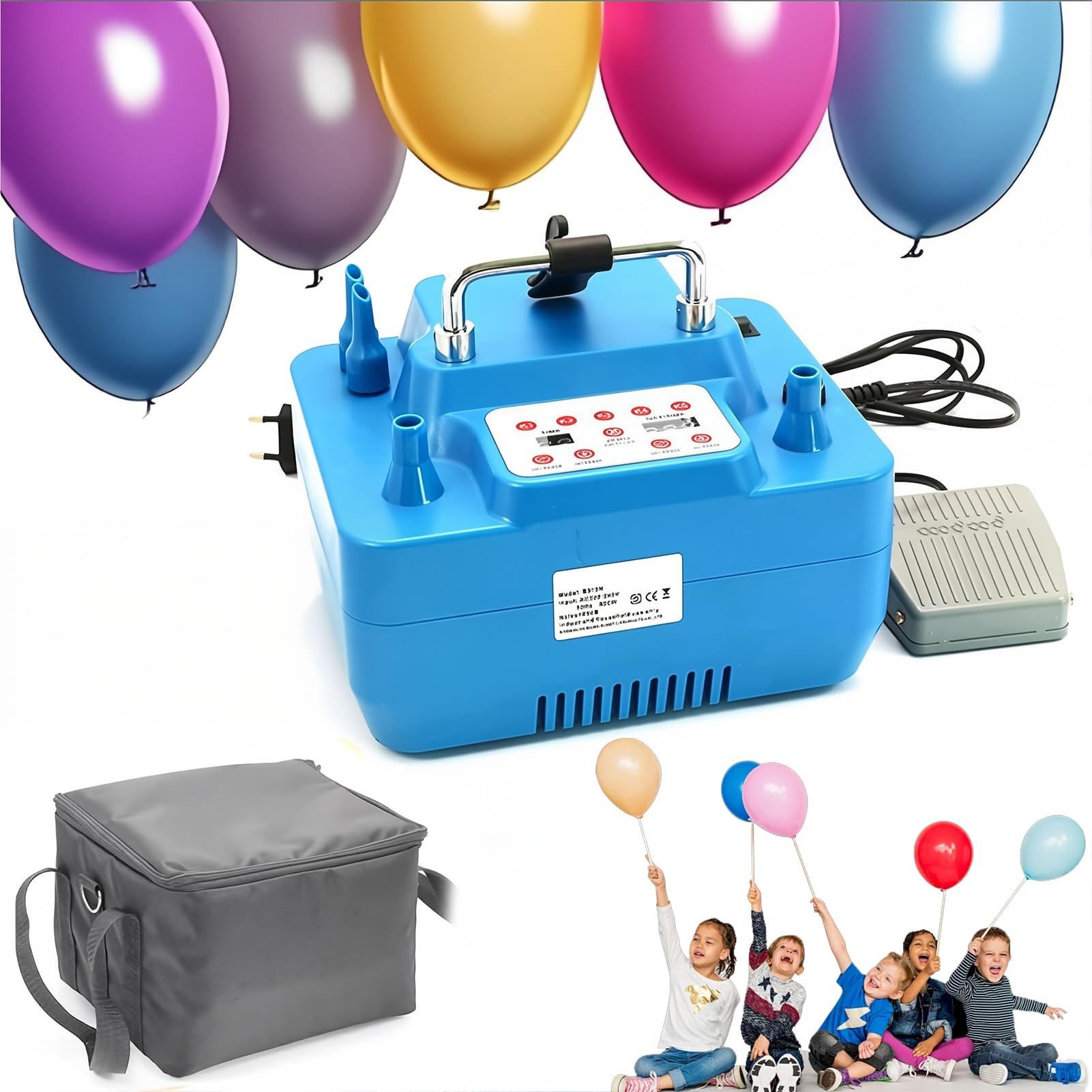 Pompa ad Aria Elettrica 800W Gonfiatore per Palloncini a Doppio Foro