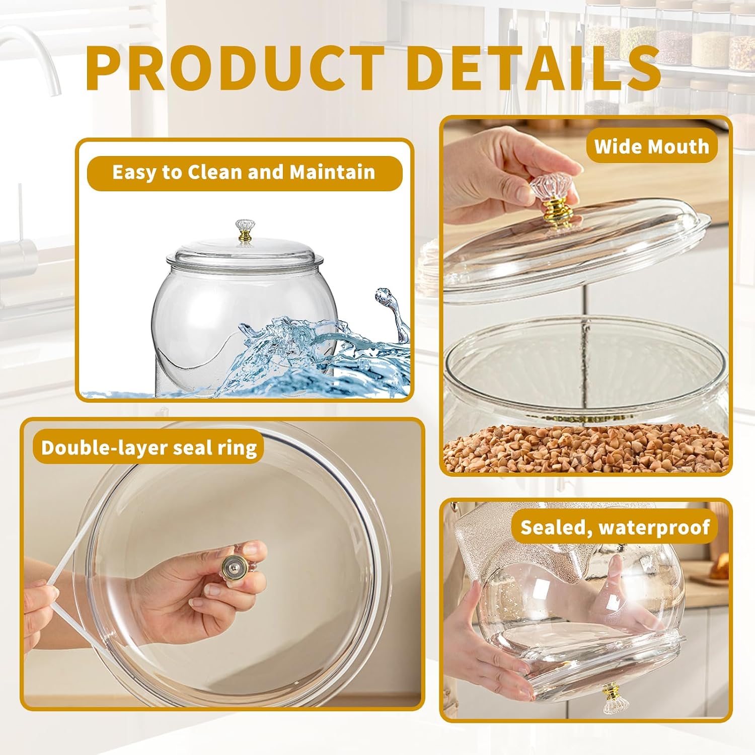 2 Pack Airtight Dog Food Storage Container, 12lb/10L & 4.5lb/3.4L Dog Treat Container, BPA FREE Acrylic Canister with Scoops, Labels, for Cat Dog Kibble Treats Storage, Keep Fresh