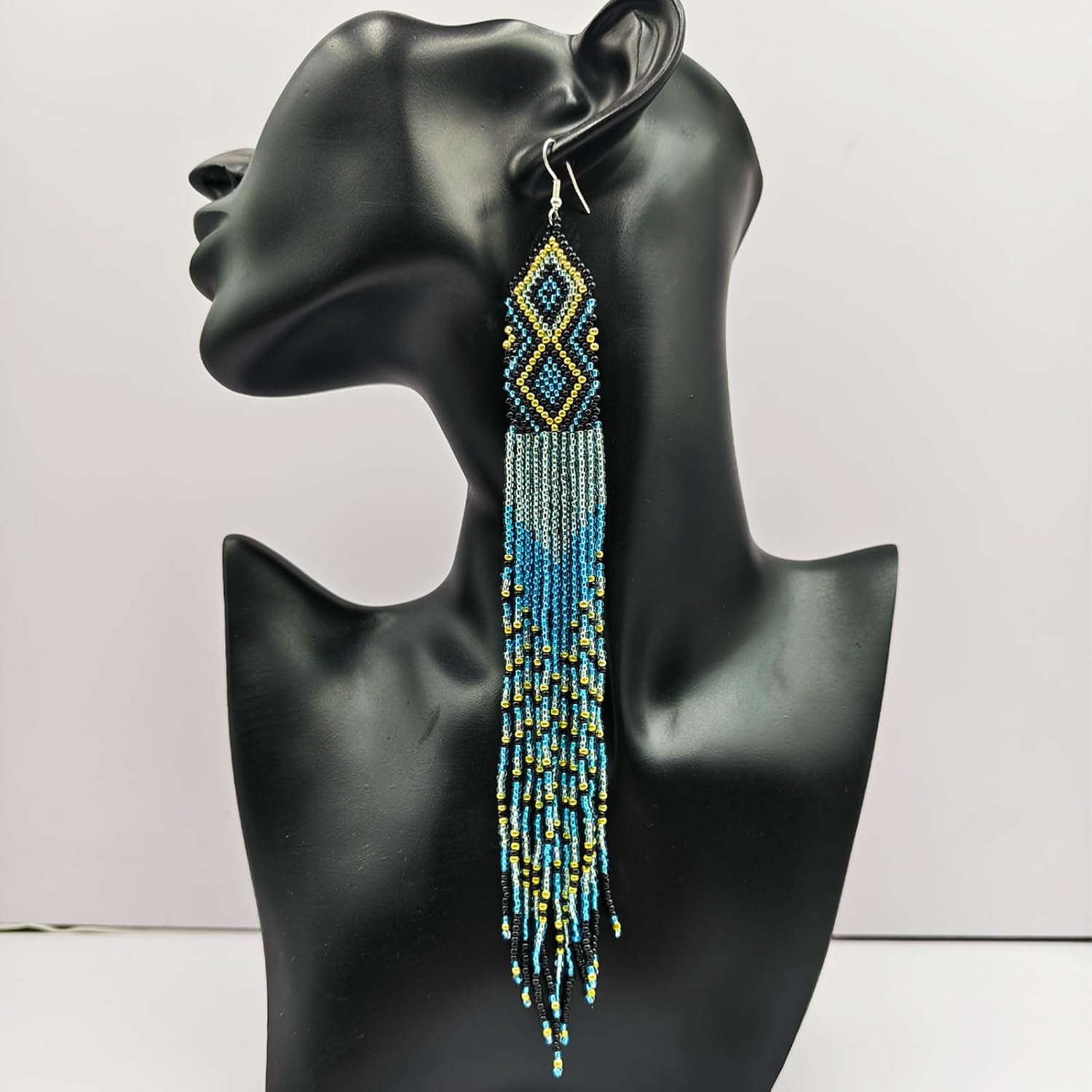 AHAYA Black and Gold Tassel Earrings, A Beautiful and Sophisticated Accessory for Women, Ideal for Day or Night - Image 5