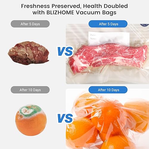 Miniatura 7 de BLITZHOME Bolsas selladoras al vacío para alimentos, 3 tamaños, paquete de 30 con bomba de vacío, 15 bolsas reutilizables para Sous Vide, 5 válvulas