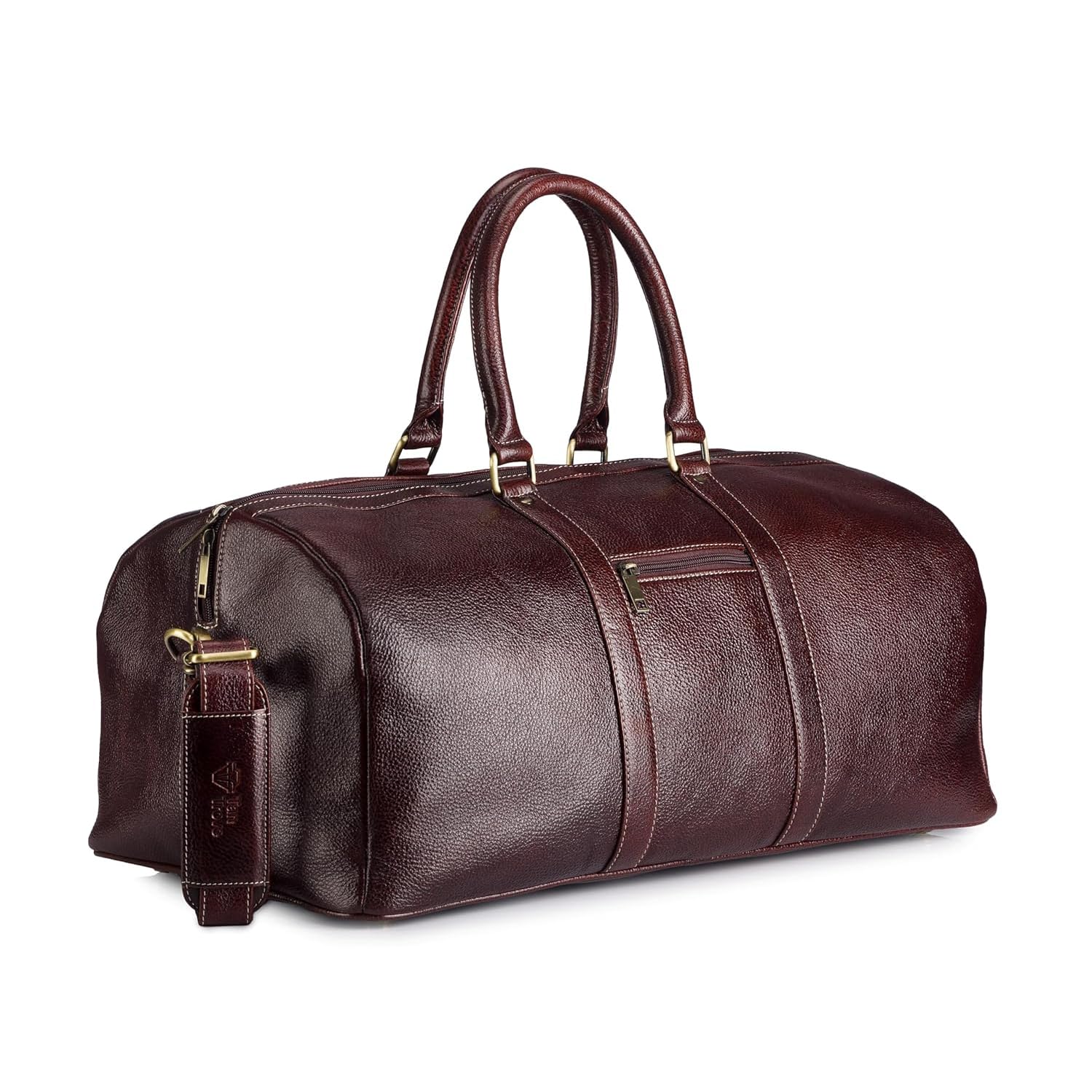 tan trove Full Grain Genuine Leather Travel Duffel Bag, 55 liters, with Adjustable Shoulder Strap (Brown)-picture-34