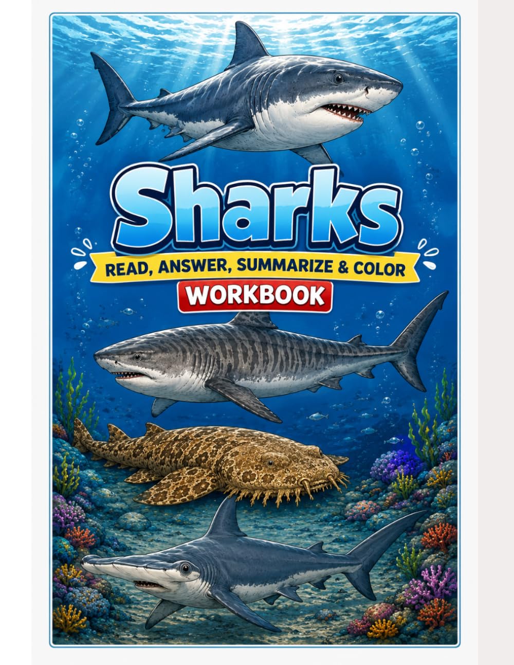 Sharks Workbook: Read, Answer, Summarize & Color (Read, Color & Answer Workbook Series)