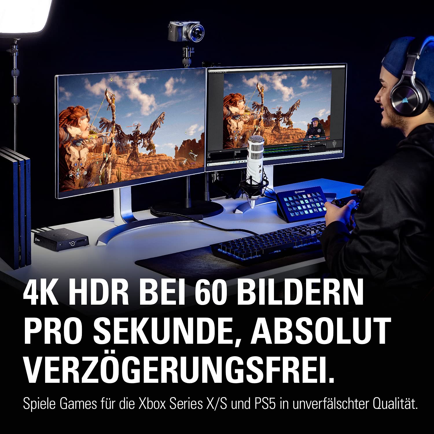 Elgato 4K60 S+, externe Aufnahmekarte, aufzeichnen in 4K60 HDR10 mit Ultra-Low-Latency auf PC oder SD Karte auf PS5/PS4, Xbox Series X/S, Xbox One X/S, in OBS und mehr, für Windows