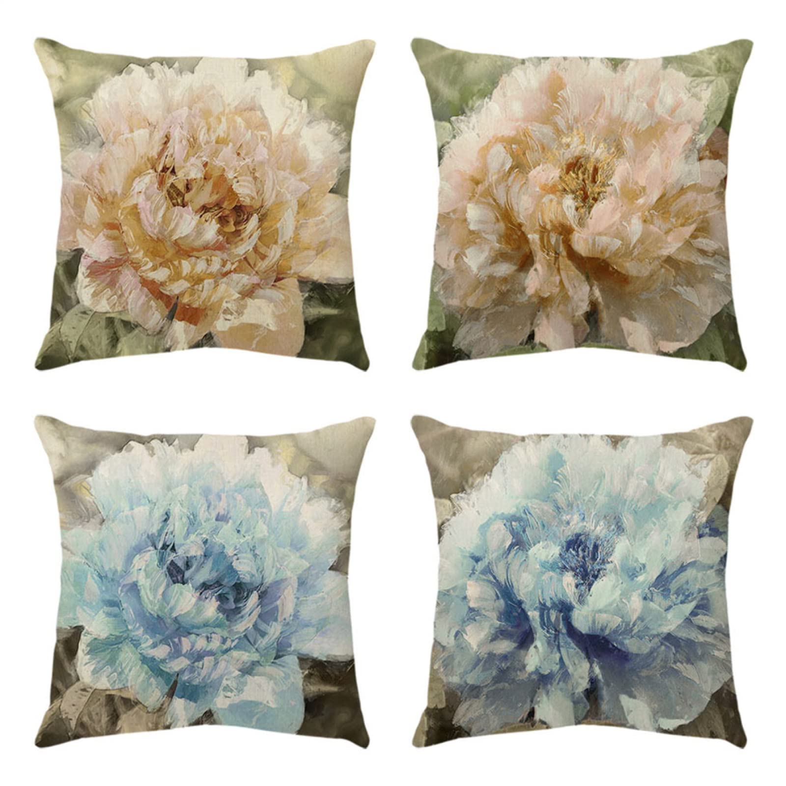 4 Piezas Funda de Almohada Pétalos De Rosa Azul Fundas de Cojín Terciopelo Sencillo y Decorativo para Sofá Camas Dormitorio Coche Lino Cojines Throw Pillow Covers 80x80cm/32x32 Inch