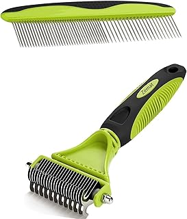 Zemat Pet Grooming Rake, Rake Brush For Dogs-Double Sided Rake Brush, Suitable For Large, Medium And Small Dogs Or Cats, To Remove Loose Base Hair And Tangled Hair