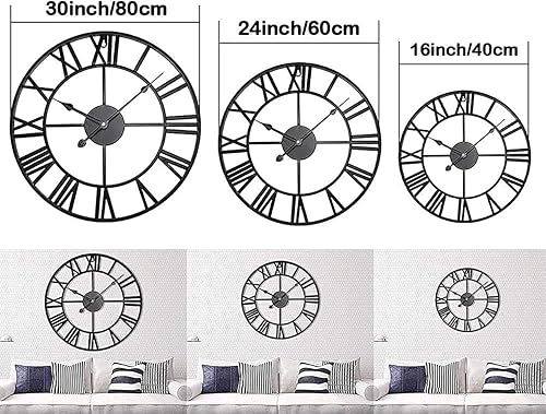 Miniatura 8 de Wall Clock,Outdoor Clock,Garden Clock,Large Metal Wall Clock Industrial Outdoor Waterproof Wall Art Clocks, European Retro Clock with Large Roman