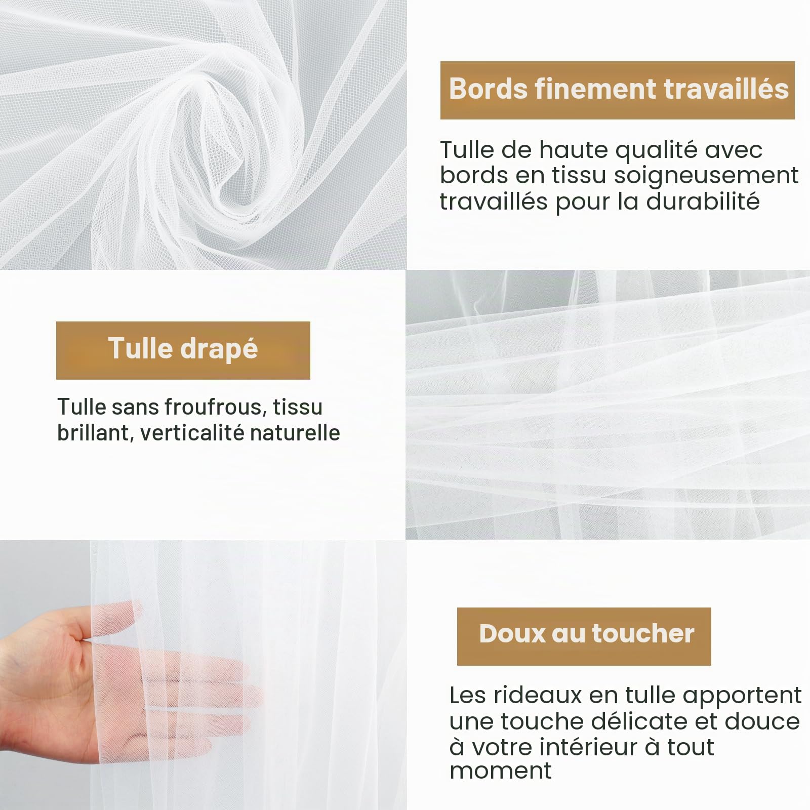 Lot de 4 rideaux blancs de mariage - En mousseline de soie - 5 x 26 m - Pour fête, cérémonie, mariage, décoration de fête prénatale, réception, scène