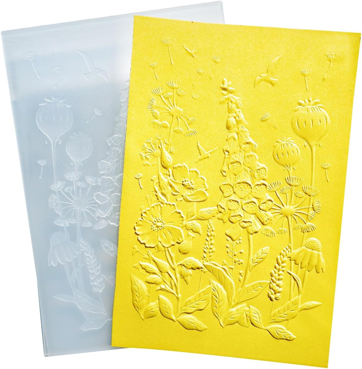 DIYology DIYology 3D Roses Background Embossing Folders for Card Making, Rose Floral Texture Embossing Folder Template for DIY Paper Crafts Scrapbooking Polymer Clay Decoration