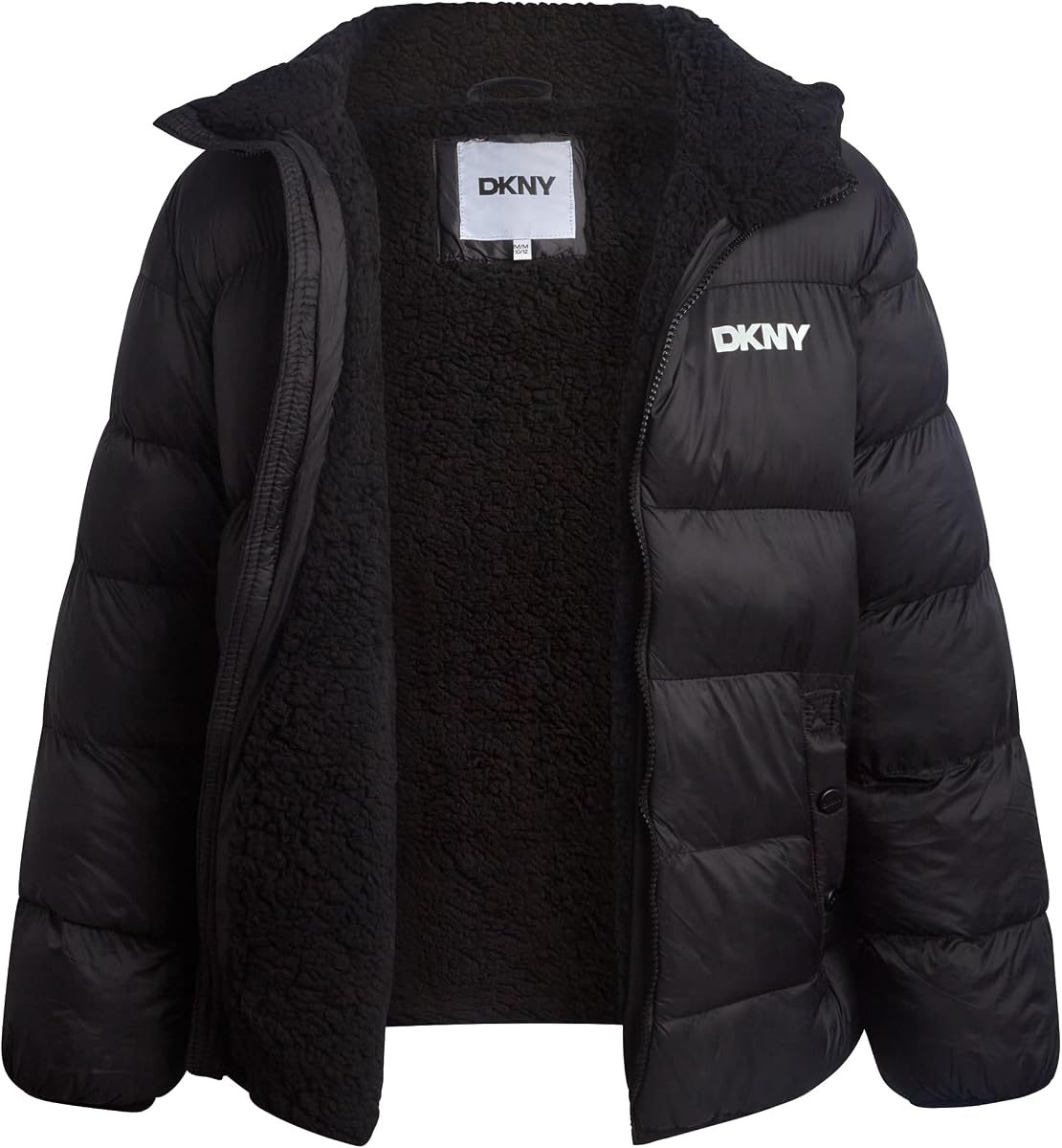 Boys Winter Jacket, Sherpa Lined Bubble Puffer, Hooded Insulated Coat