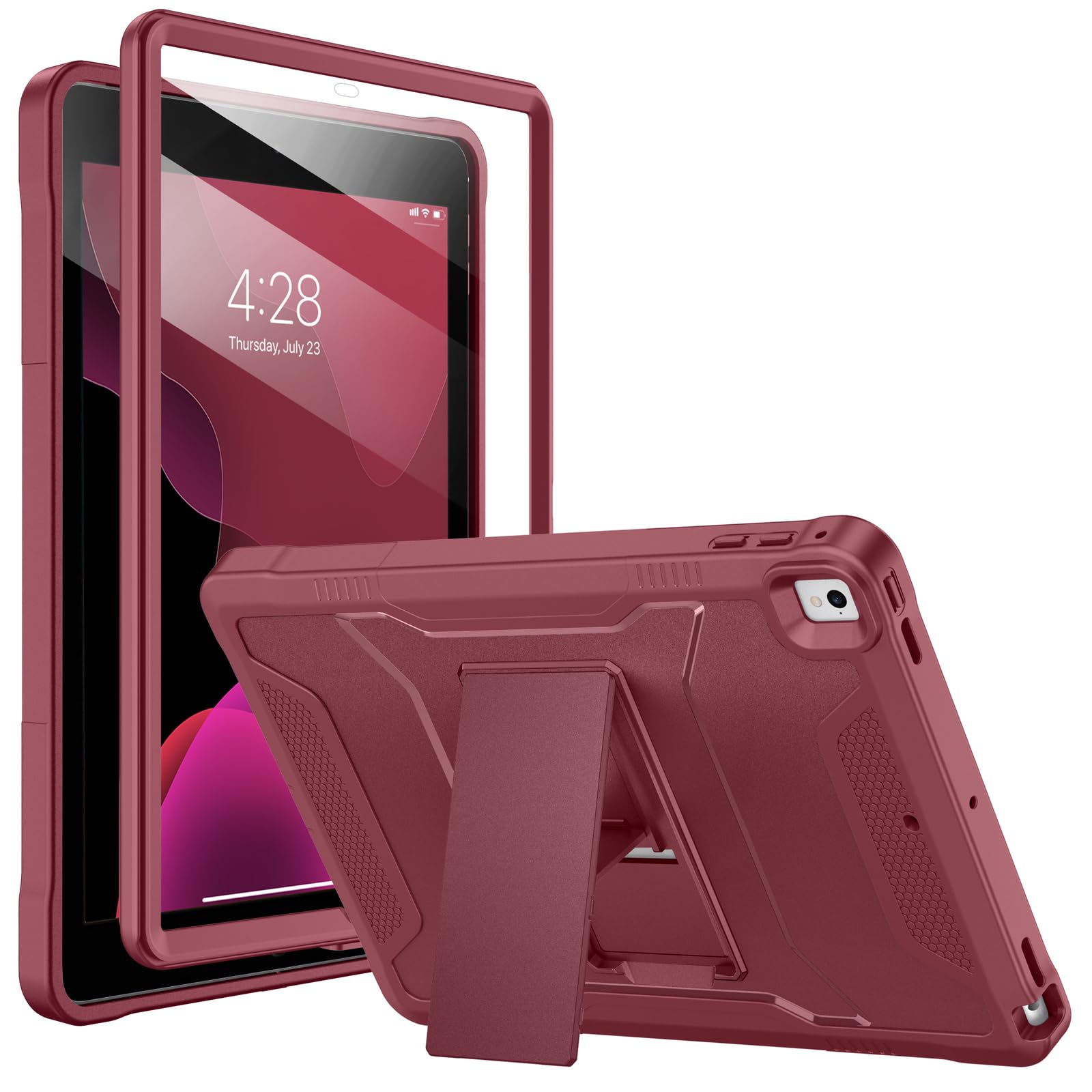 Soke Case for iPad 6th/5th Generation 9.7 Inch 2018/2017,with Built-in Screen Protector and Kickstand, Rugged Full-Body Heavy Duty Protective Cover