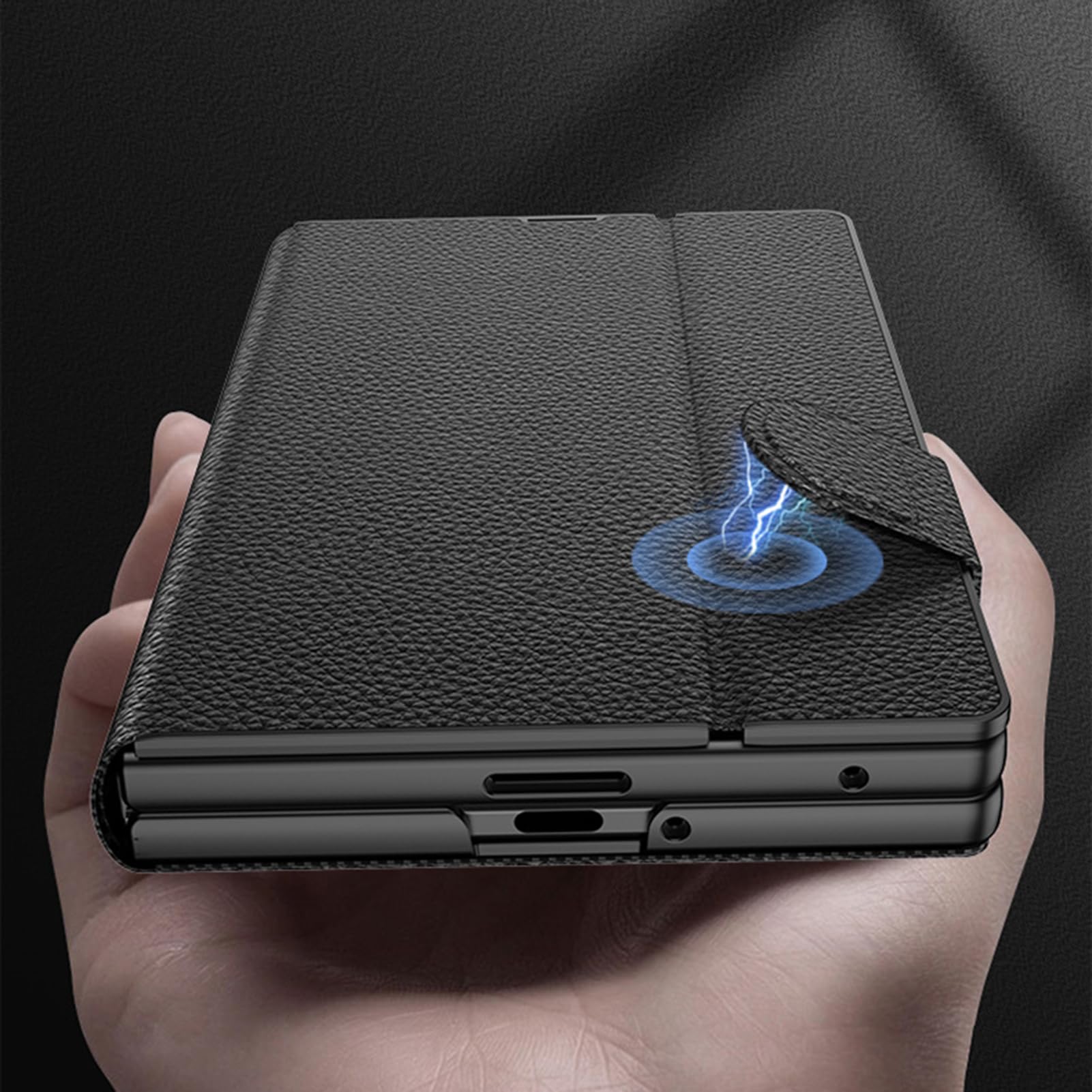 Etui z klapką do Samsung Galaxy Z Fold 8, pełna osłona skórzana funkcja stojaka etui folia ekranowa odporna na zarysowania osłona, zielona, składana 8
