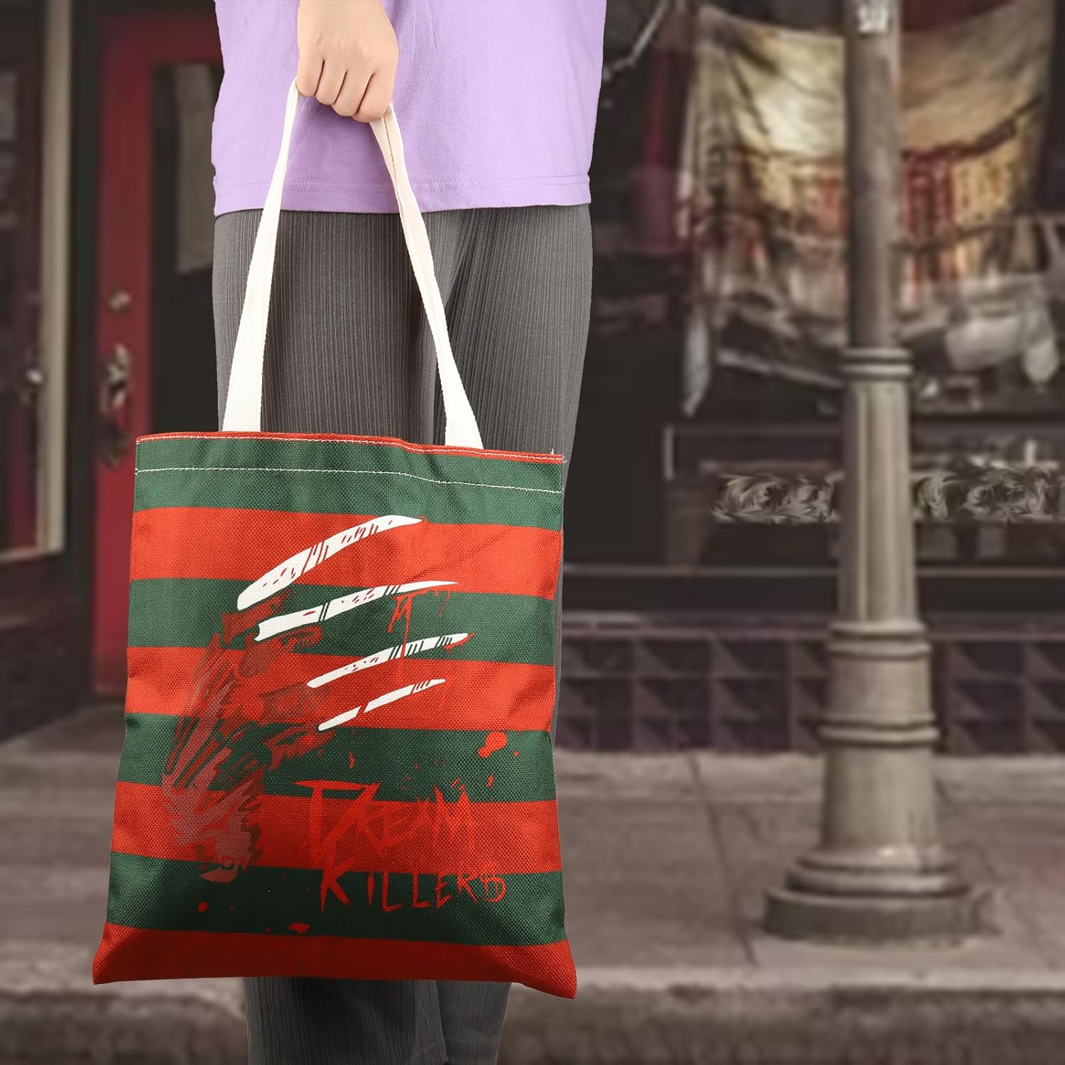 TSOTMO Horror Movie Merch Gift Serial Killer Halloween Scary Gift Freddy's Glove Tote Bag for Horror Lovers (DREAM KILLER) - Image 6