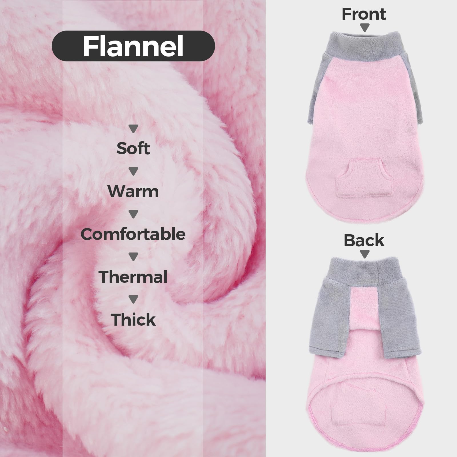 Cat Sweater, Large Cat Sweater Winter Coat Warm Jumper Fleece Winter Pullover Vest(Pink, 2XL), XX-Large - Image 3