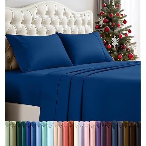 Utopia Bedding Full Sheet Set – 4 Piece Bed Sheets for Full Size Bed, Soft and Breathable Microfiber, Includes 1 Fitted Sheet, 1 Flat Sheet and 2 Pillowcases (Dusk Blue)