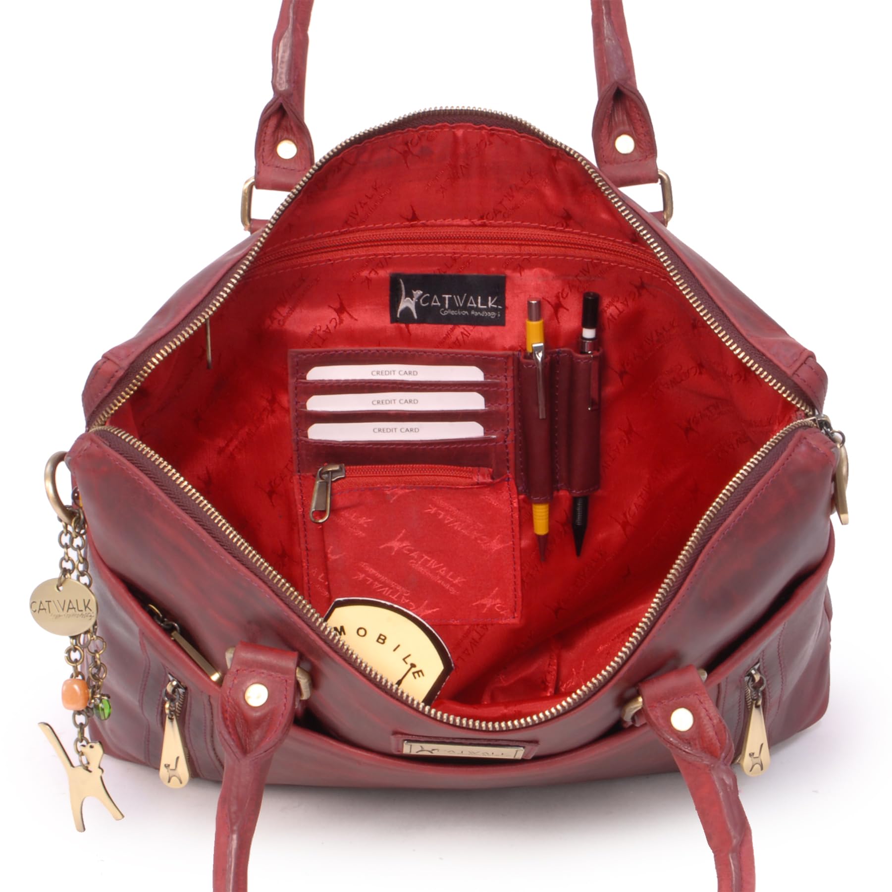 Catwalk Collection Handbags - Grande Borsa Tote in Vera Pelle - Borsa a Tracolla per PC - Valigetta 24 Ore Donna - Cartella da Lavoro - Adele
